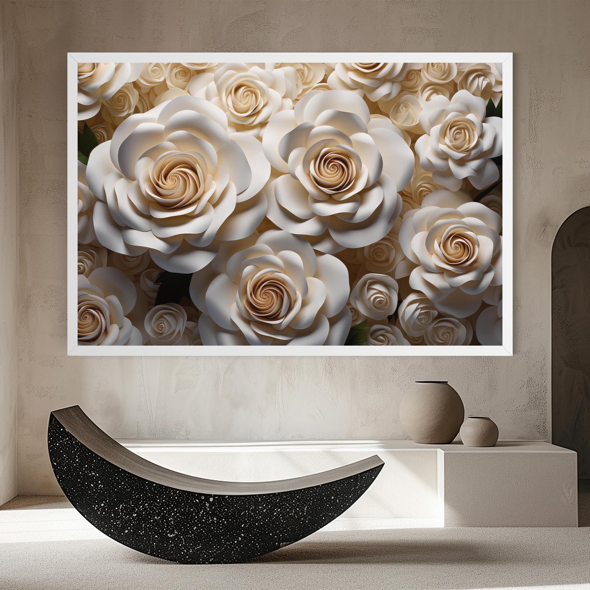Obraz na Płótnie Cream Roses Wall mockup 8