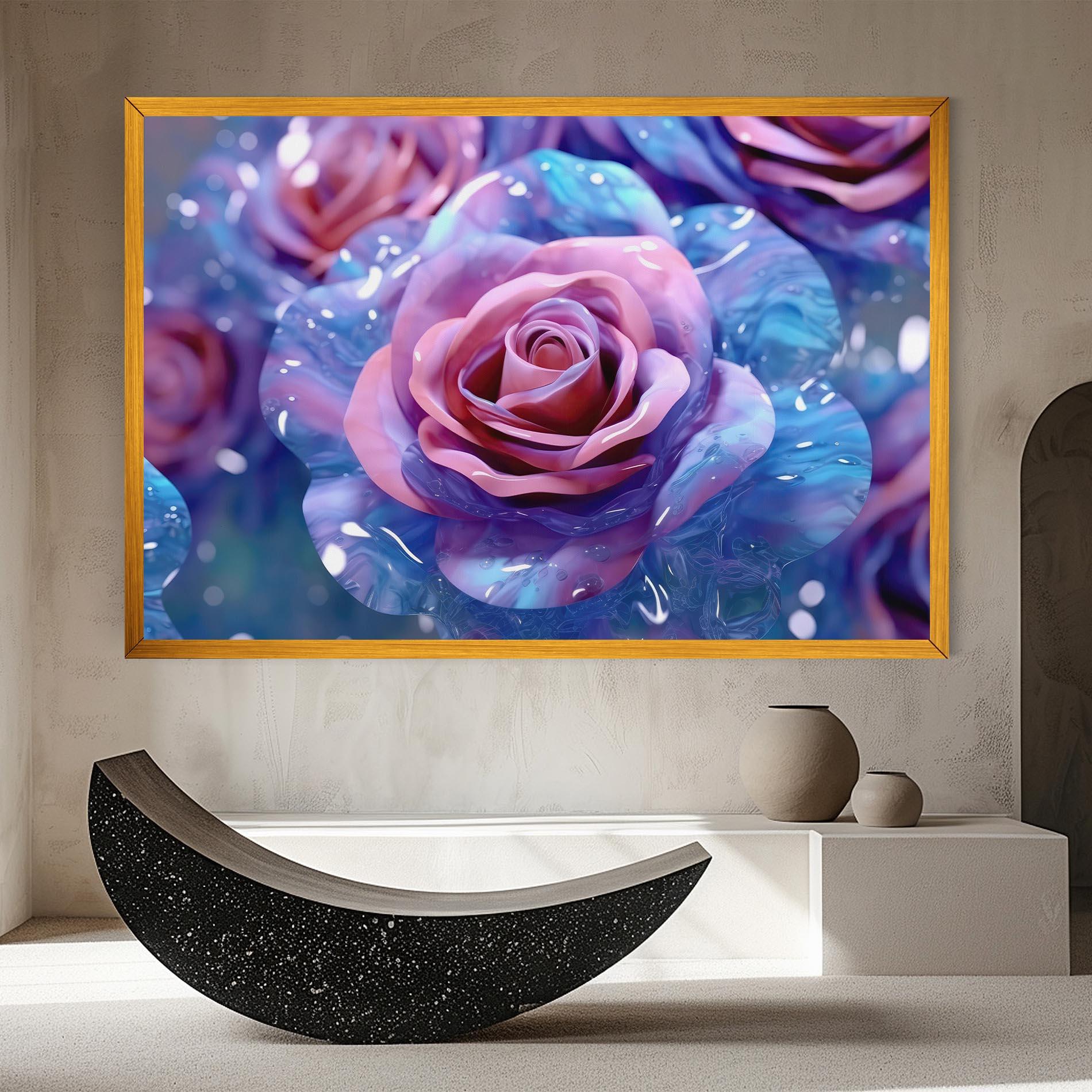 Obraz na Płótnie Beautiful Blue Pink Rose mockup 8