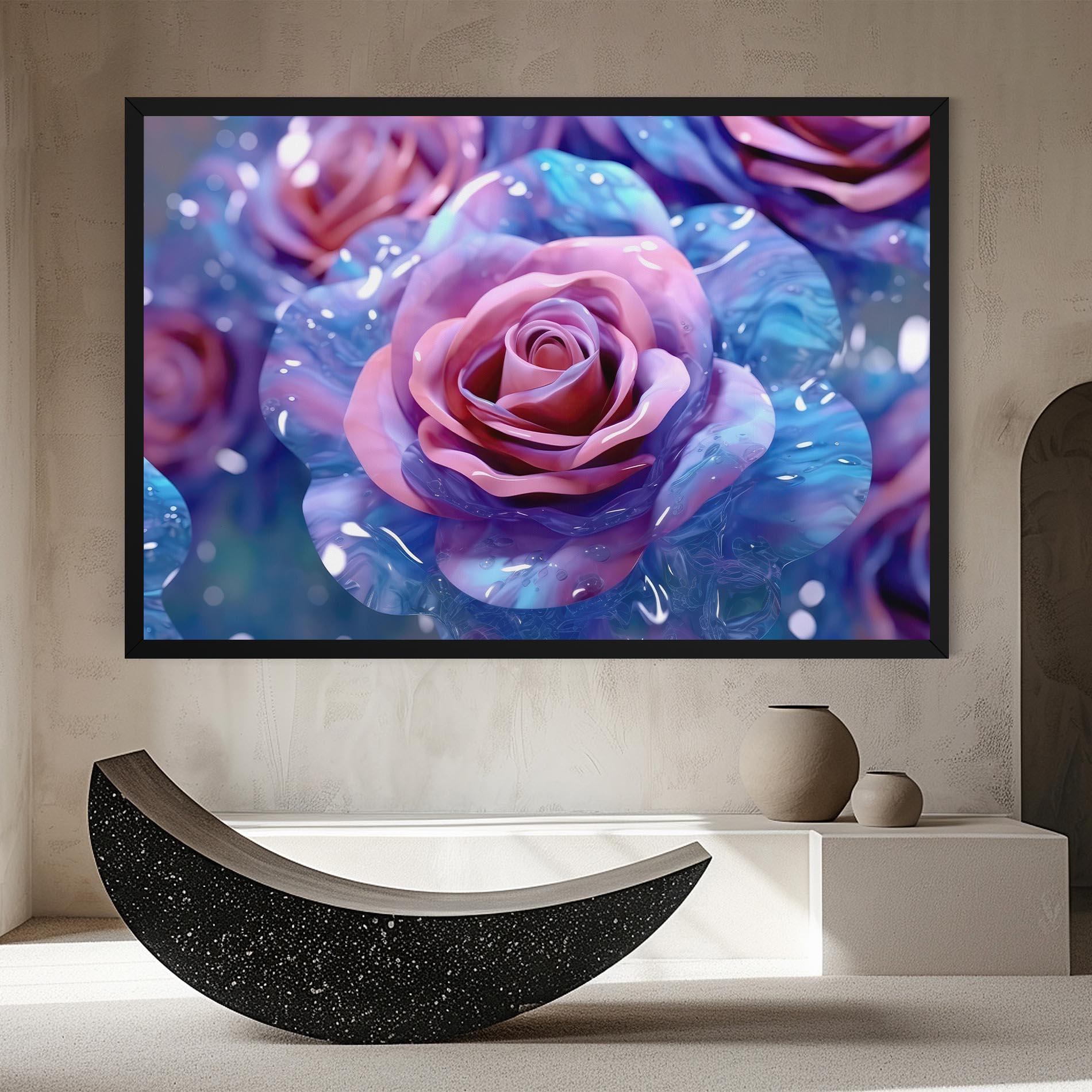 Obraz na Płótnie Beautiful Blue Pink Rose mockup 8