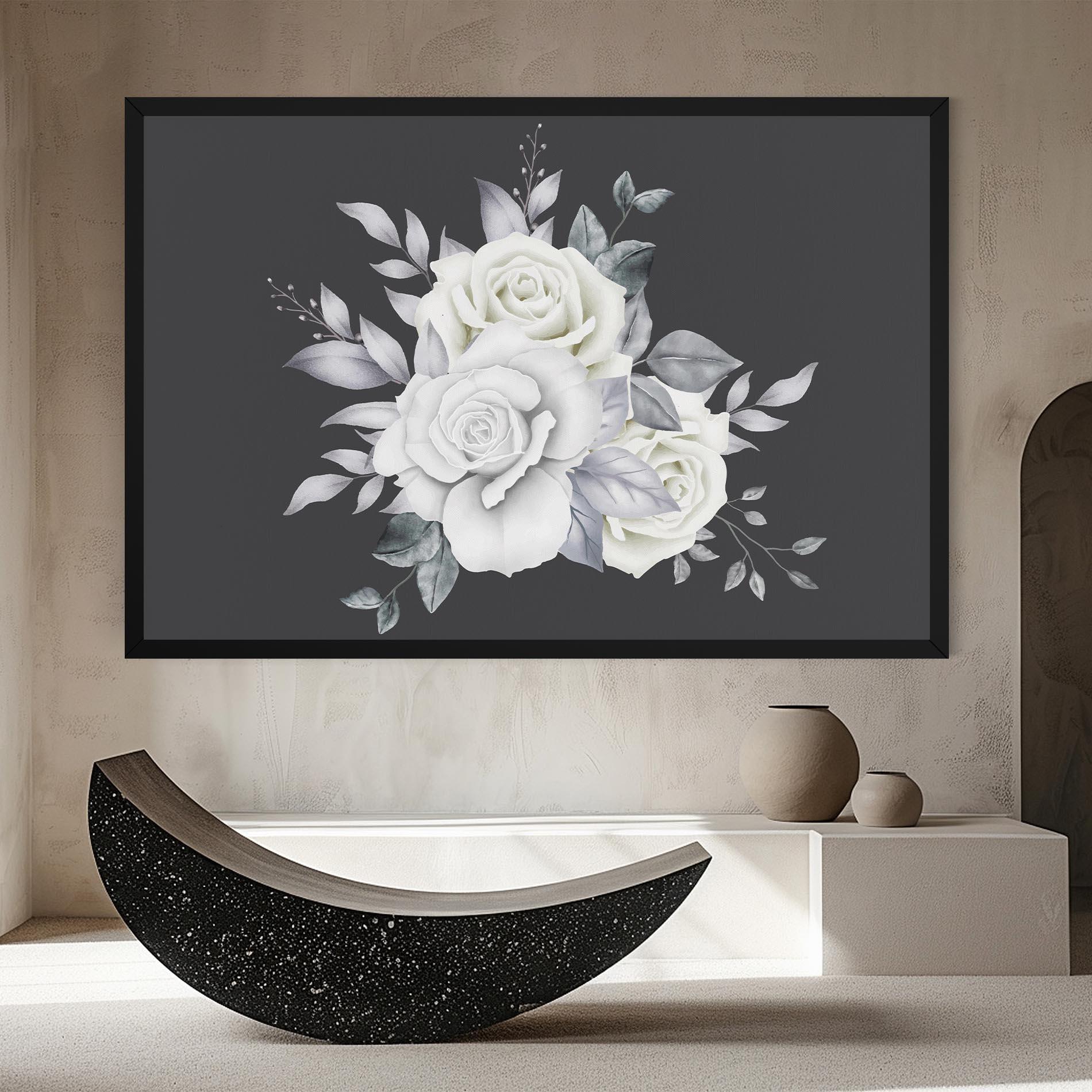 Obraz na Płótnie White Grey Rose mockup 8