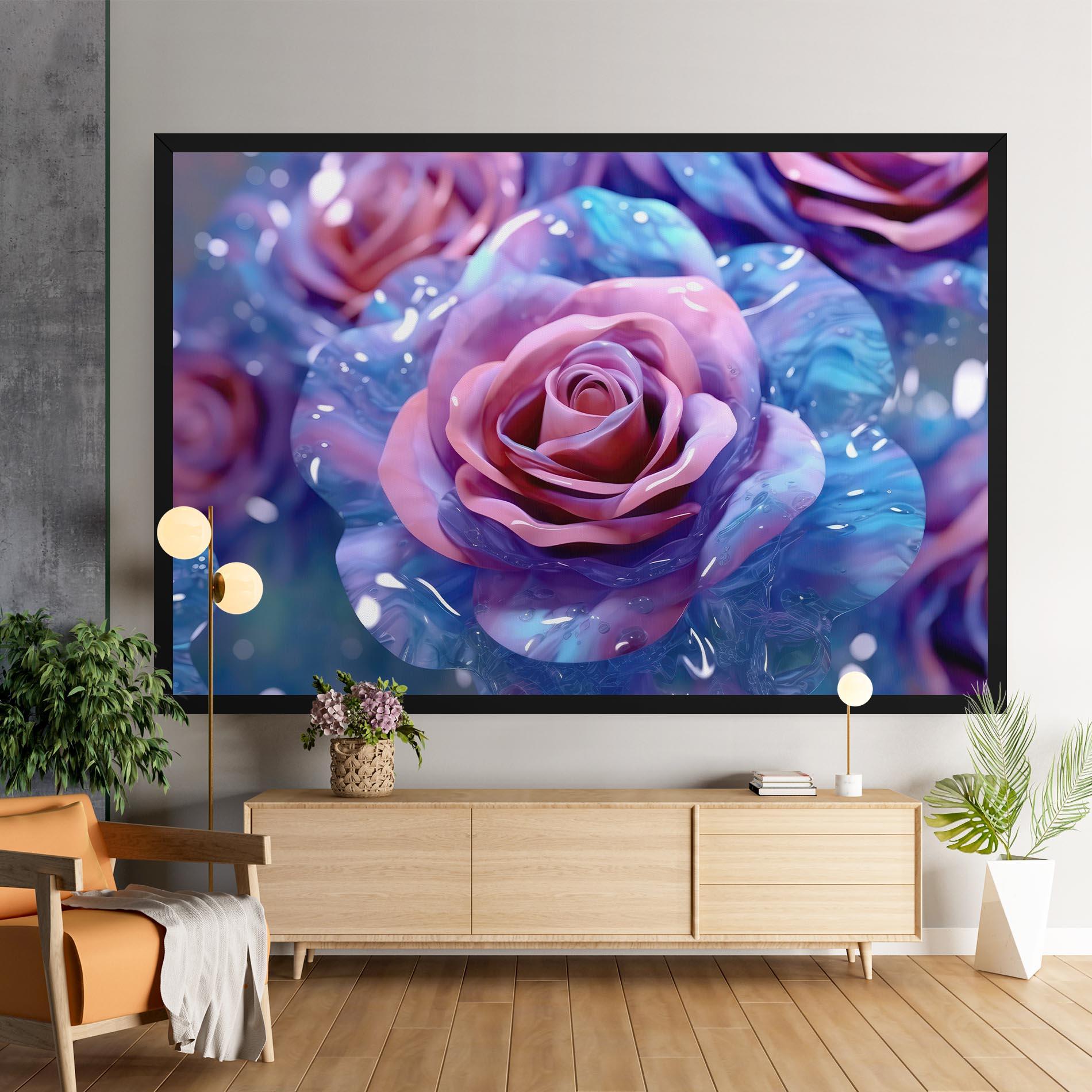 Obraz na Płótnie Beautiful Blue Pink Rose mockup 9