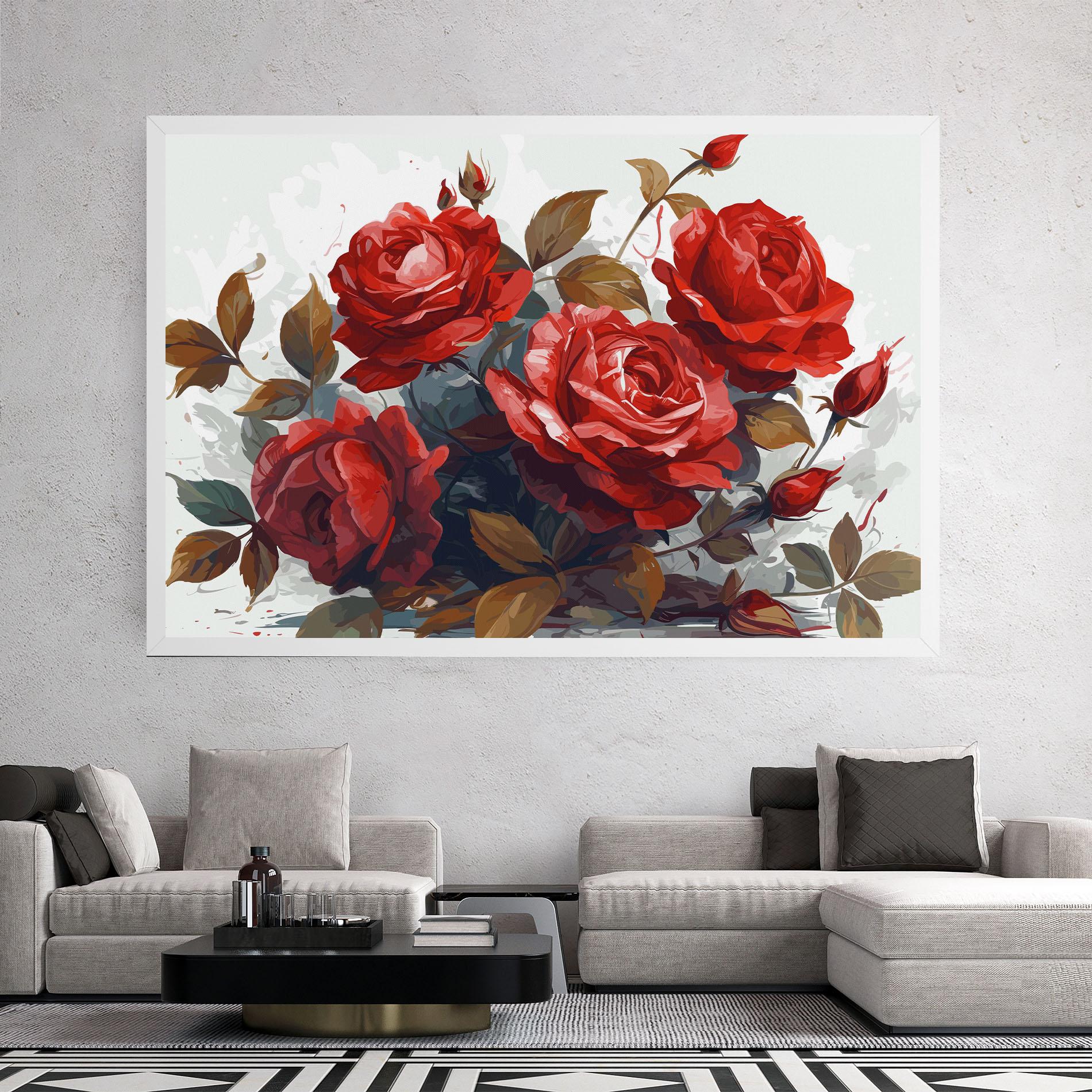 Obraz na Płótnie Beautiful Red Roses mockup 2
