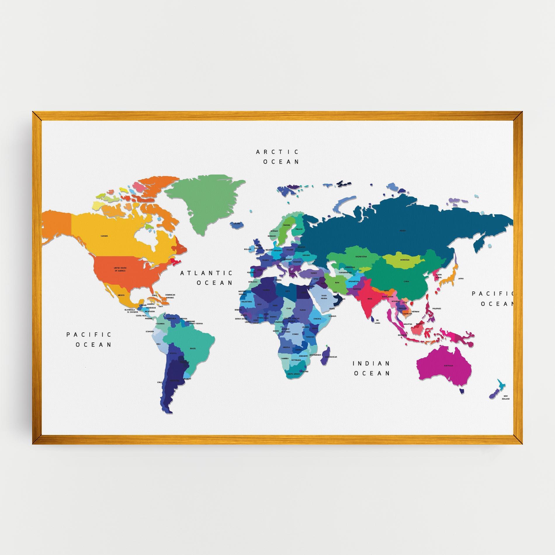 Obraz na Płótnie Colored Continents Map mockup 0