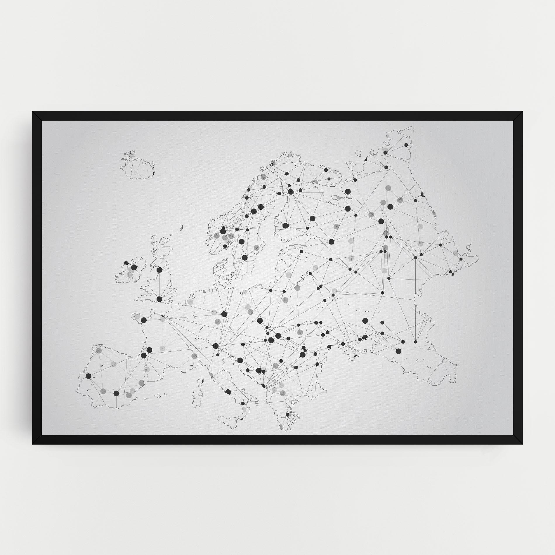 Obraz na Płótnie Europe Line Map mockup 0