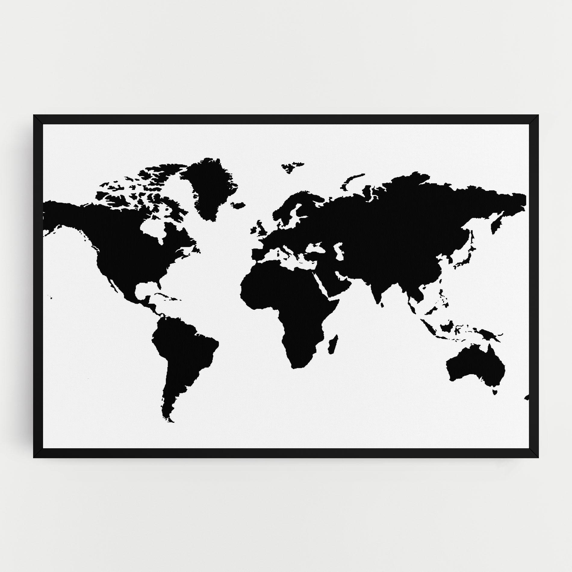 Obraz na Płótnie Global Black Map mockup 0