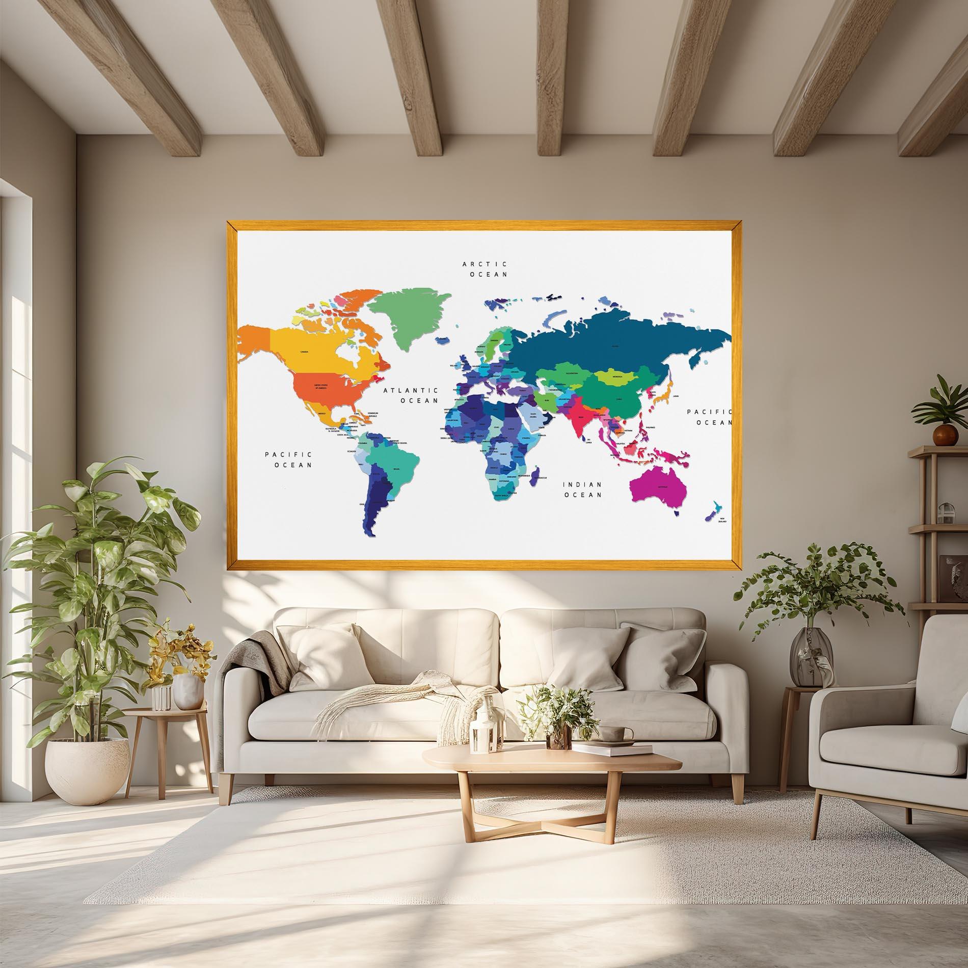 Obraz na Płótnie Colored Continents Map mockup 6