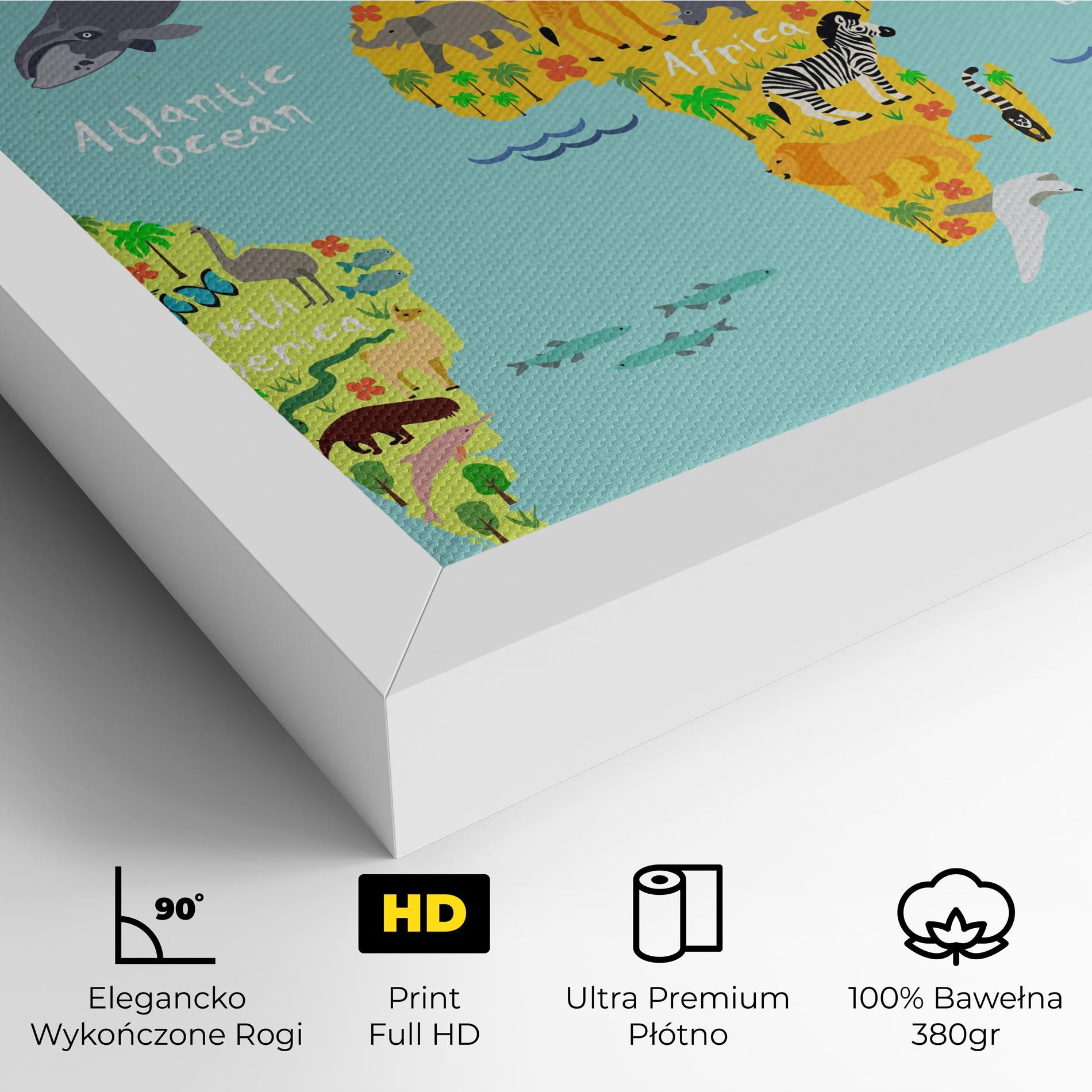 Obraz na Płótnie Animal World Map mockup 4