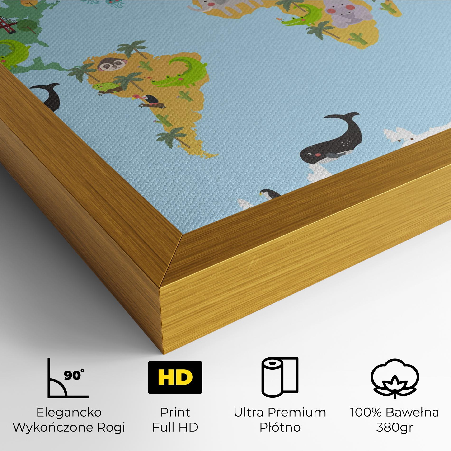 Obraz na Płótnie Animals Cute Map mockup 4