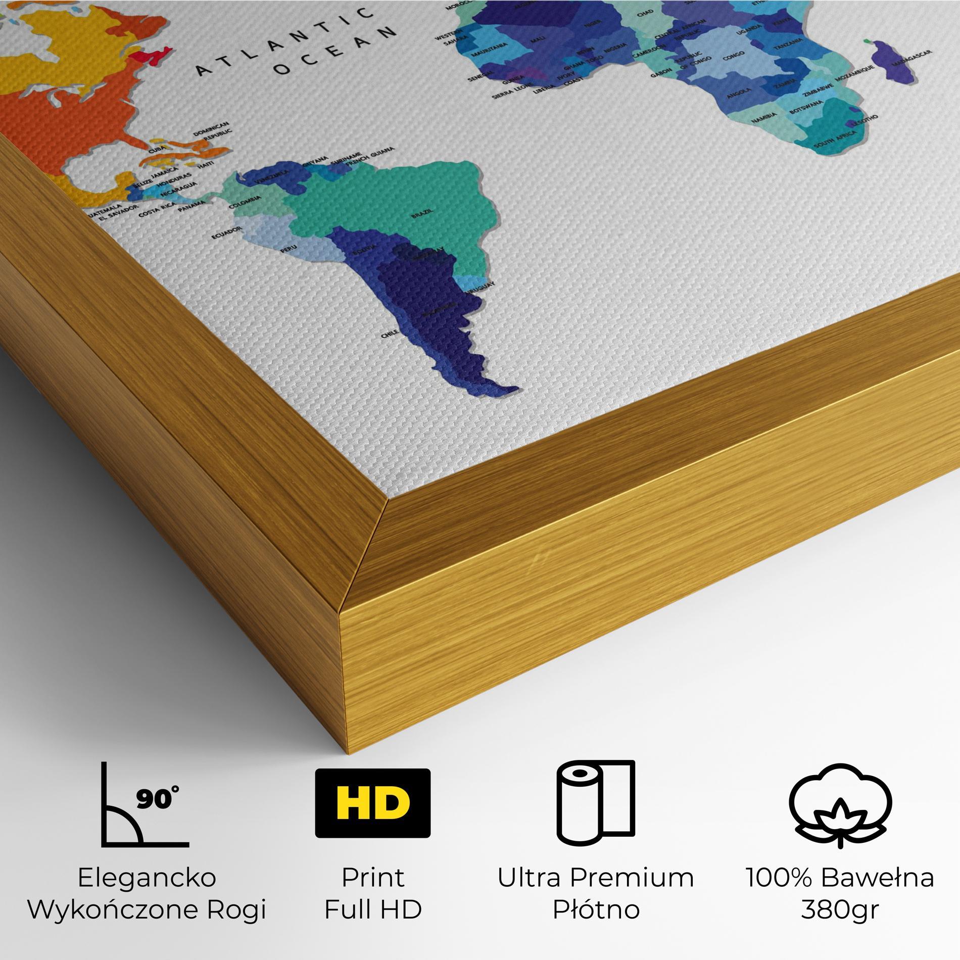 Obraz na Płótnie Colored Continents Map mockup 4