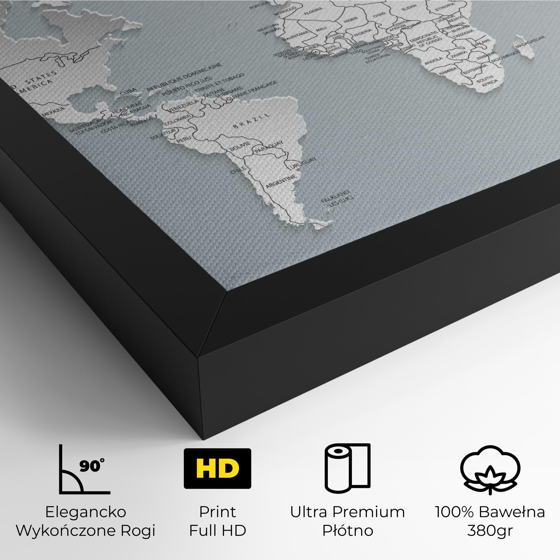 Obraz na Płótnie Grey White Map mockup 4