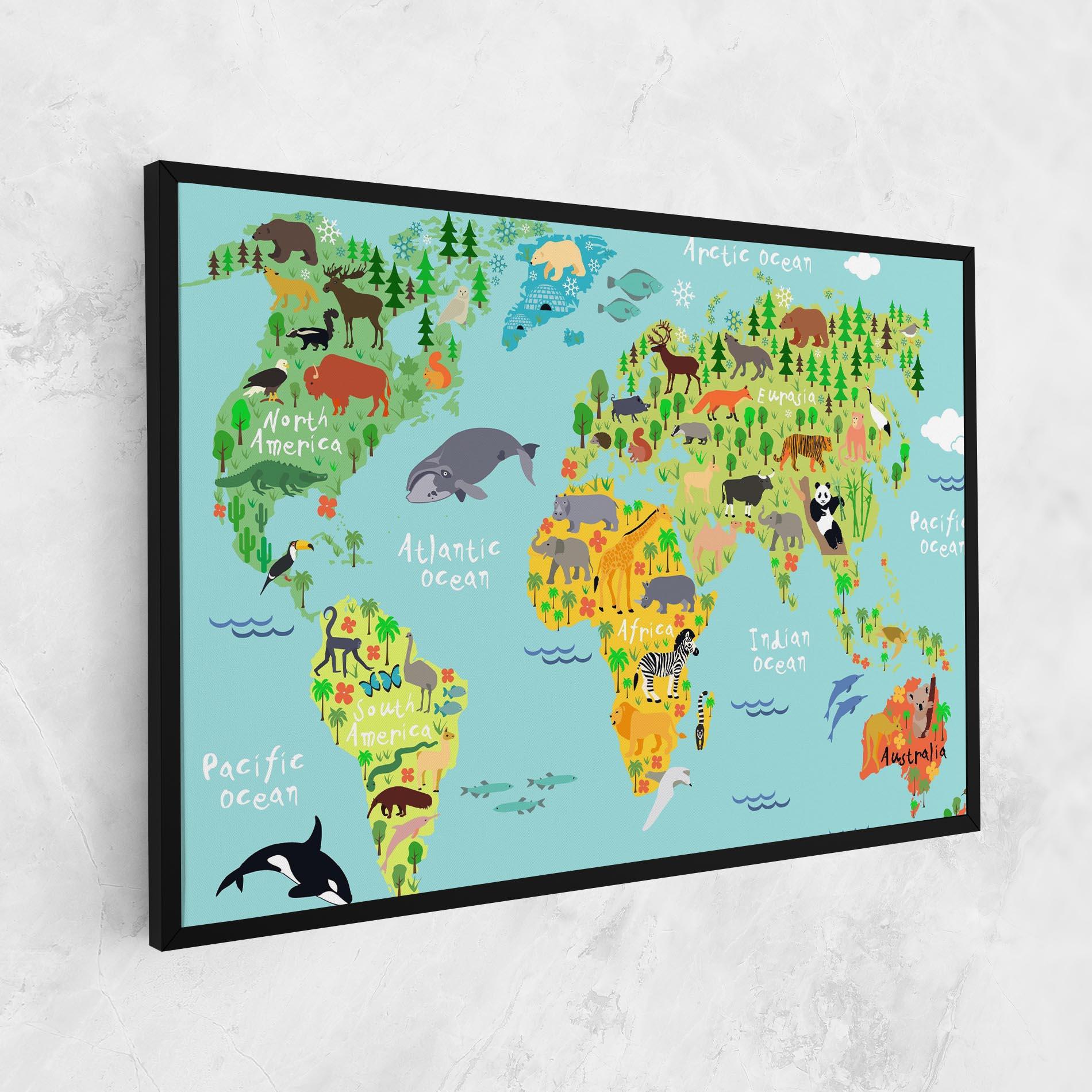 Obraz na Płótnie Animal World Map mockup 1
