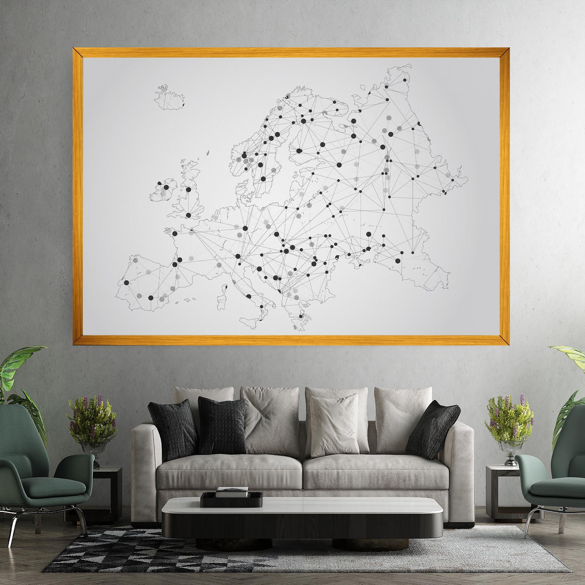 Obraz na Płótnie Europe Line Map mockup 7