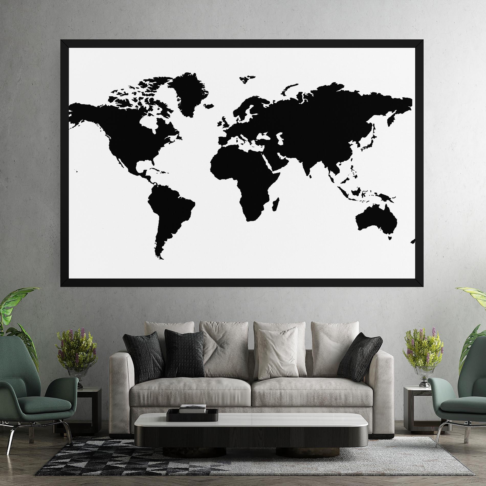 Obraz na Płótnie Global Black Map mockup 7