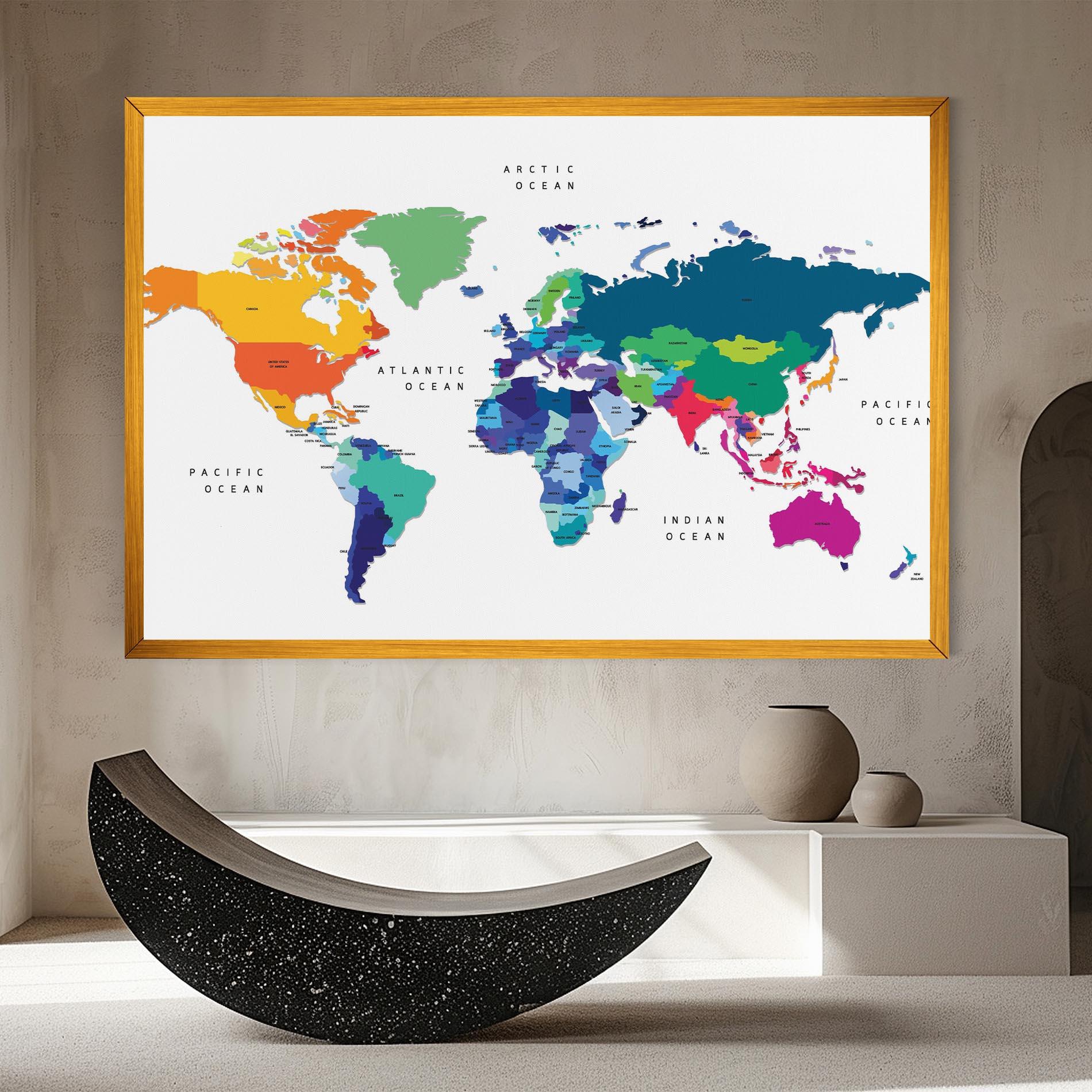 Obraz na Płótnie Colored Continents Map mockup 8