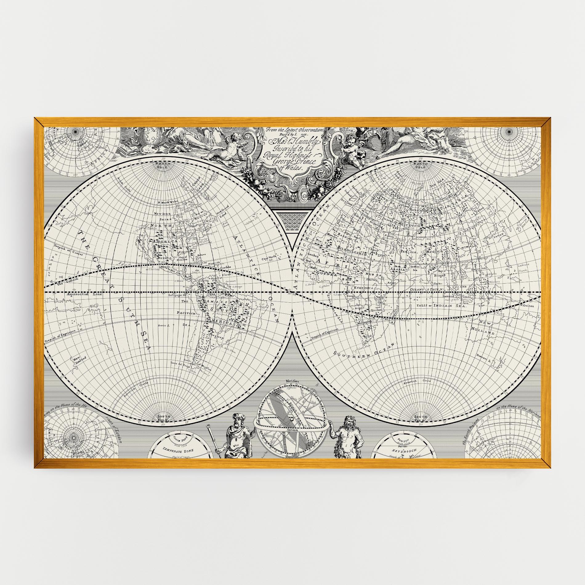 Obraz na Płótnie Black White Map mockup 0