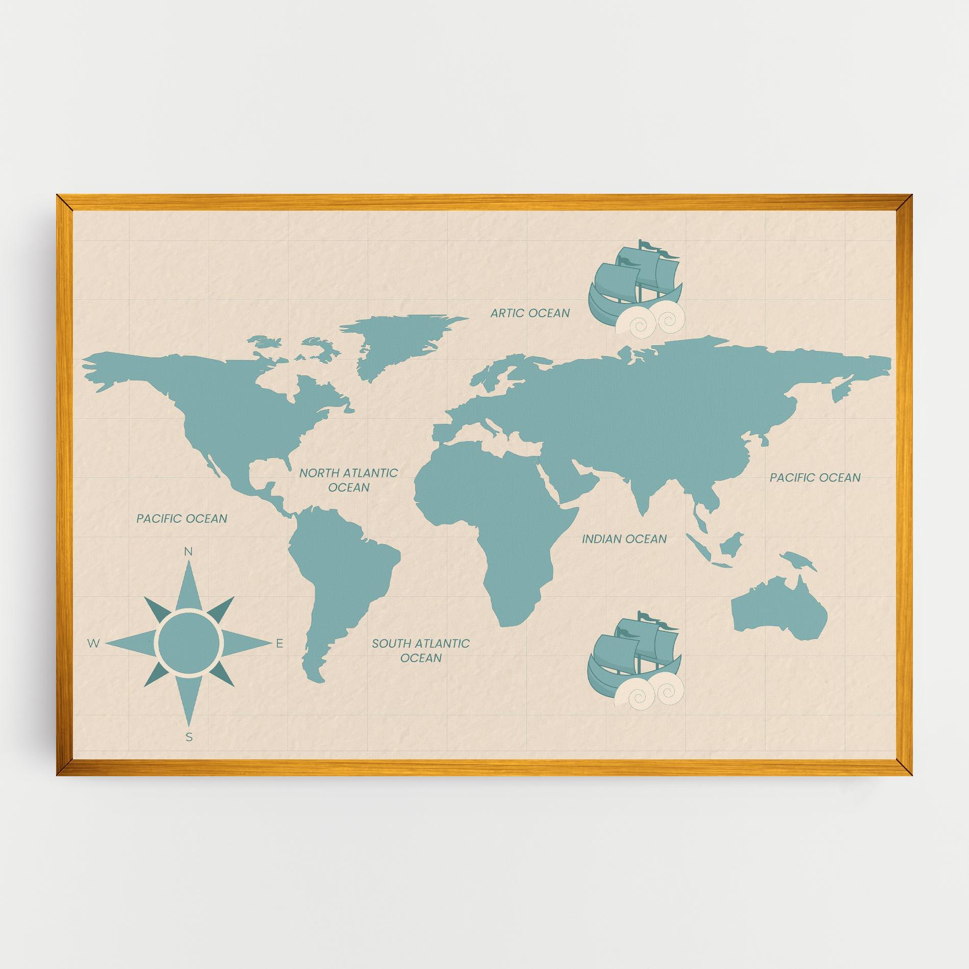 Obraz na Płótnie Cream Blue Map mockup 0