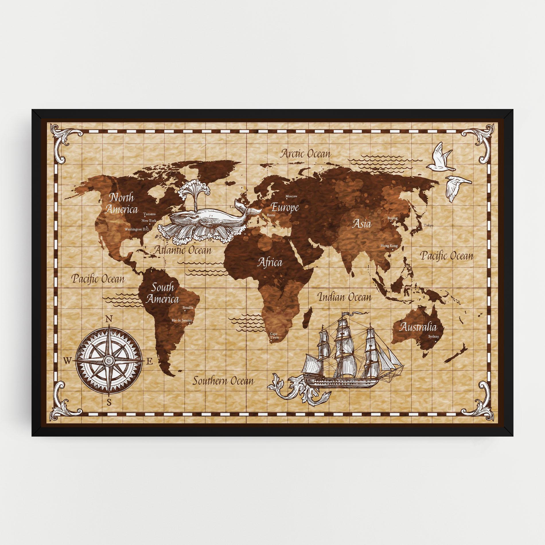 Obraz na Płótnie Brown Old Map mockup 0