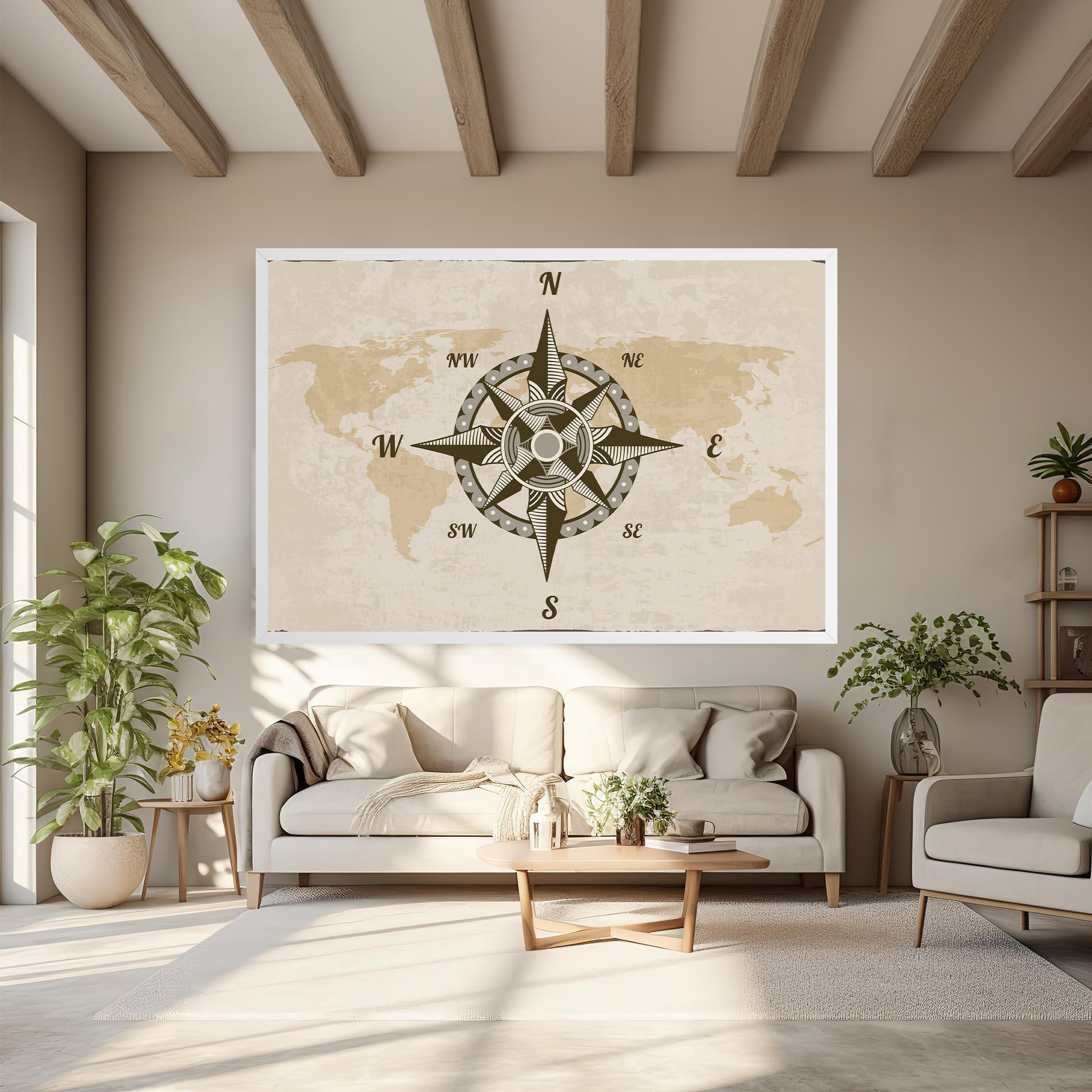 Obraz na Płótnie Nautical Compass mockup 6