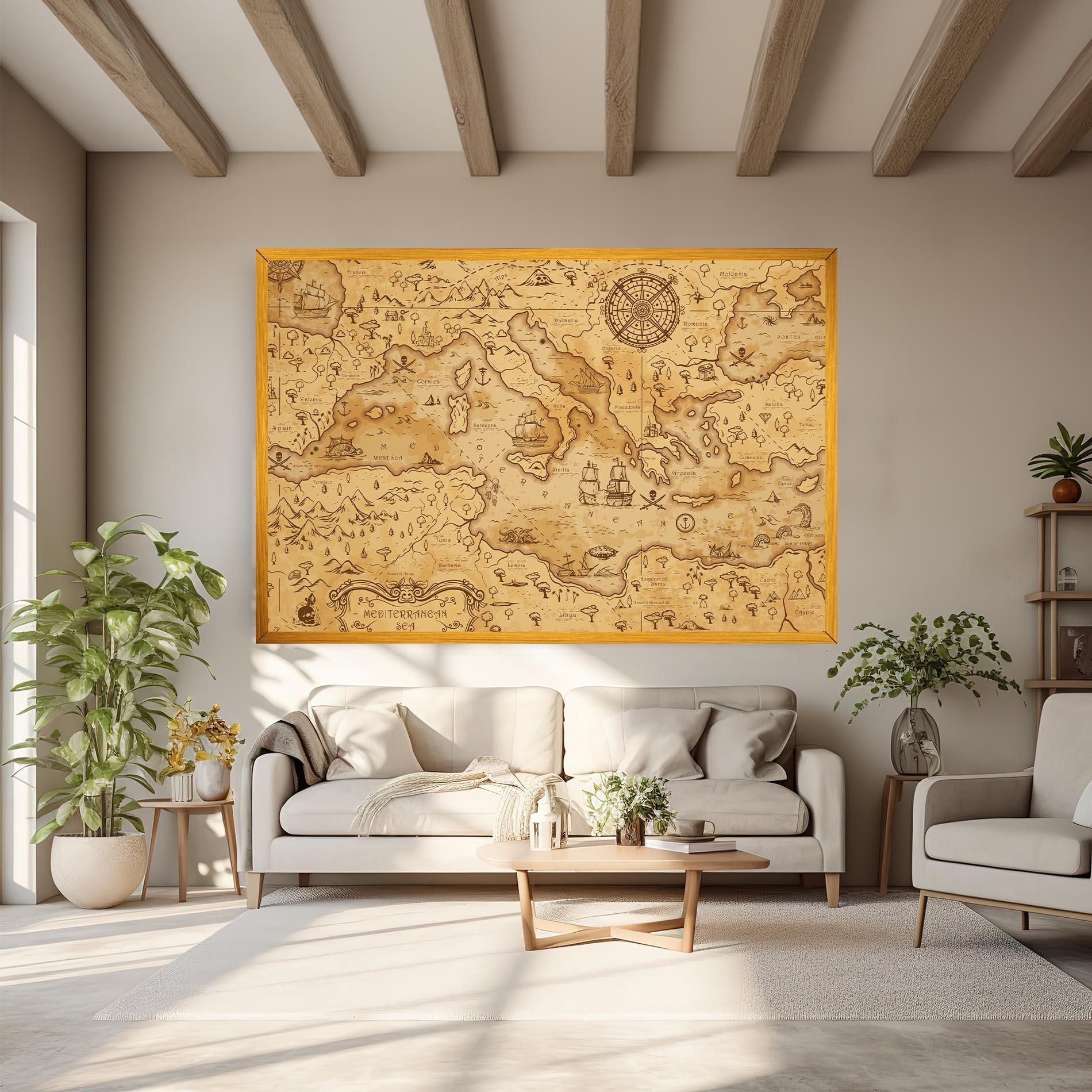 Obraz na Płótnie Cream Brown Map mockup 6