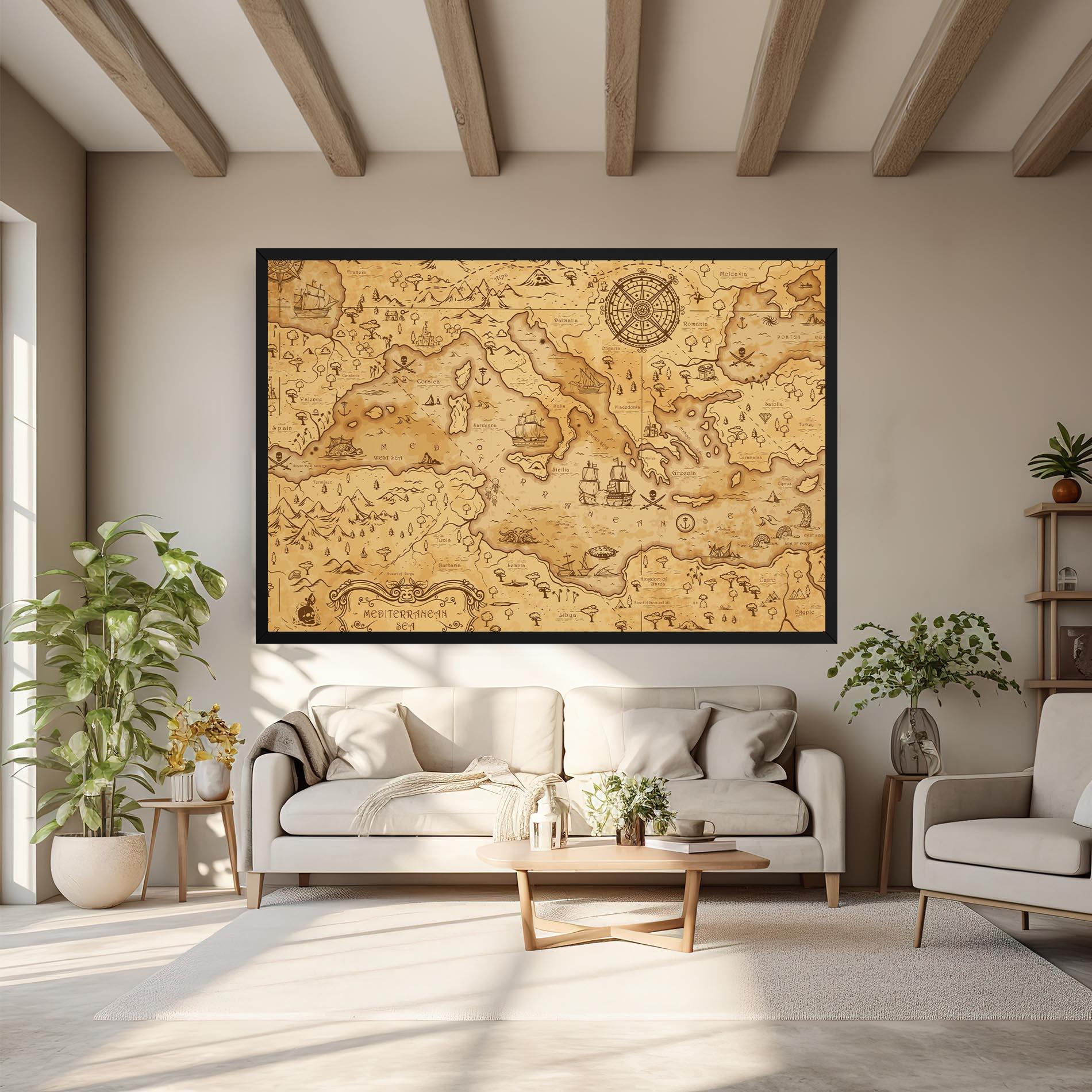 Obraz na Płótnie Cream Brown Map mockup 6