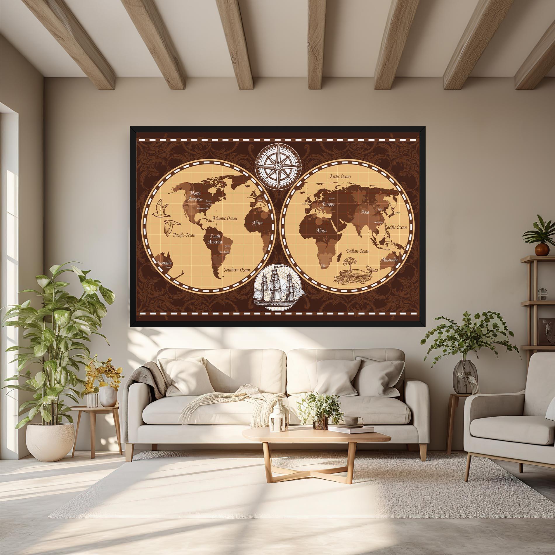 Obraz na Płótnie Old Brown Map mockup 6