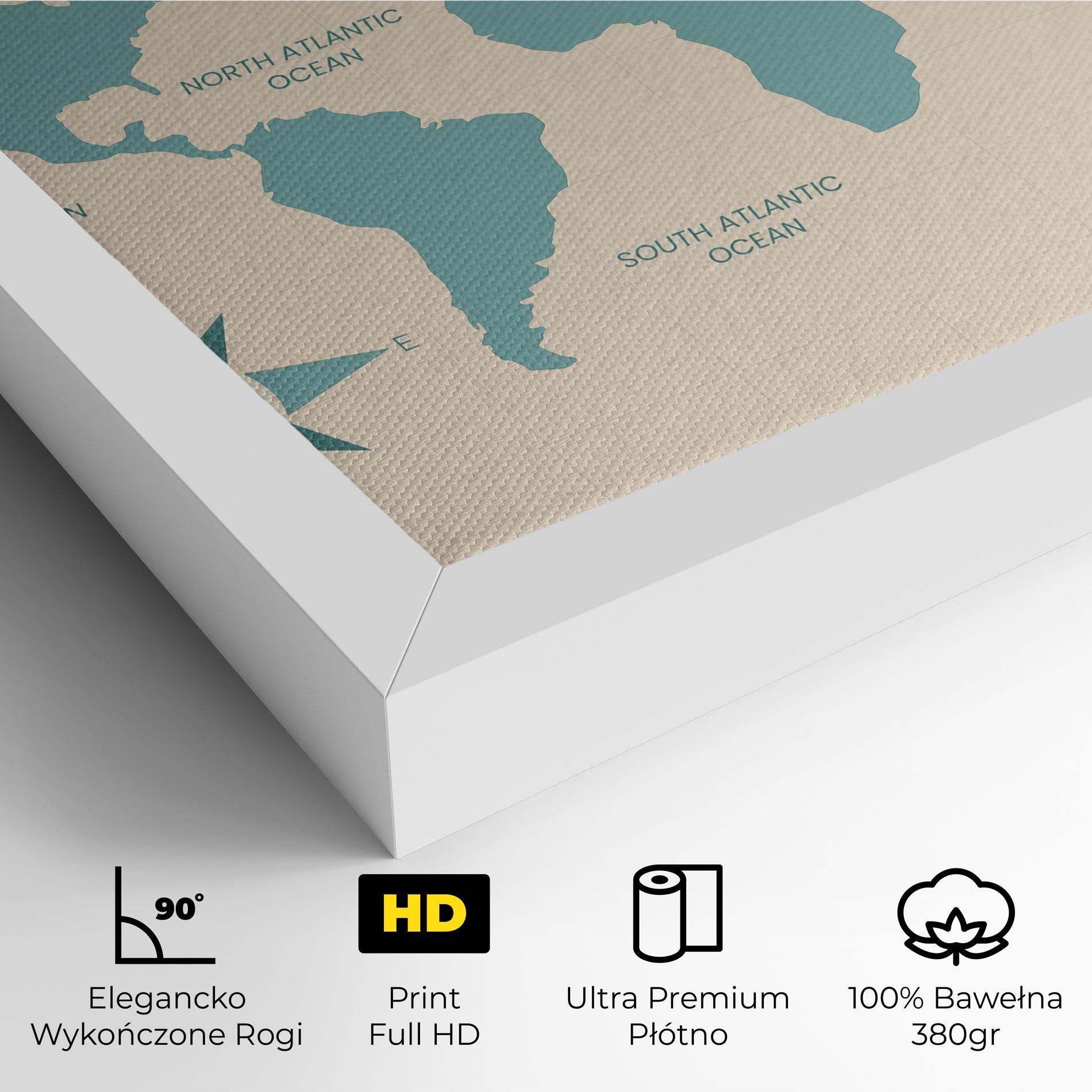 Obraz na Płótnie Cream Blue Map mockup 4