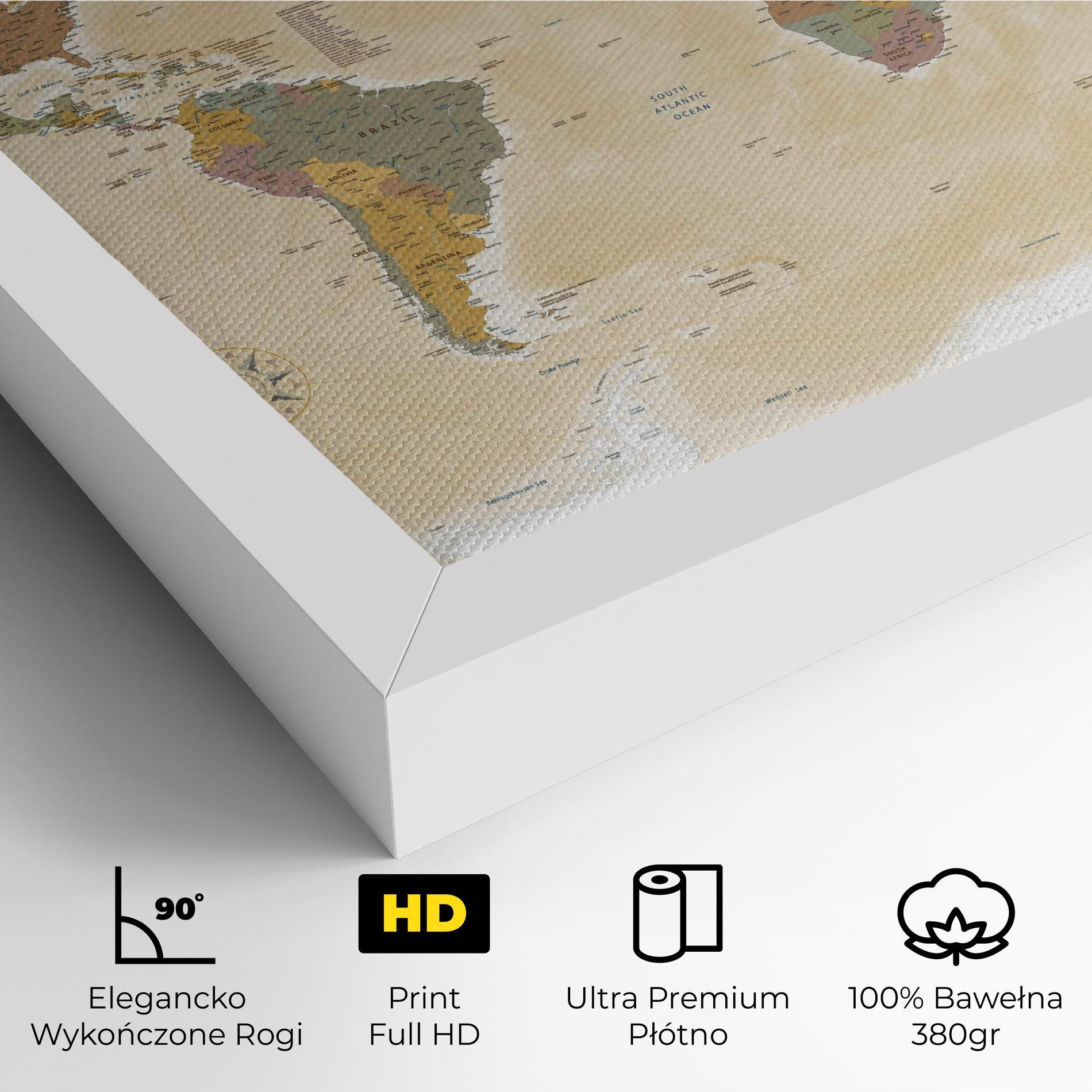 Obraz na Płótnie World Map Vintage mockup 4