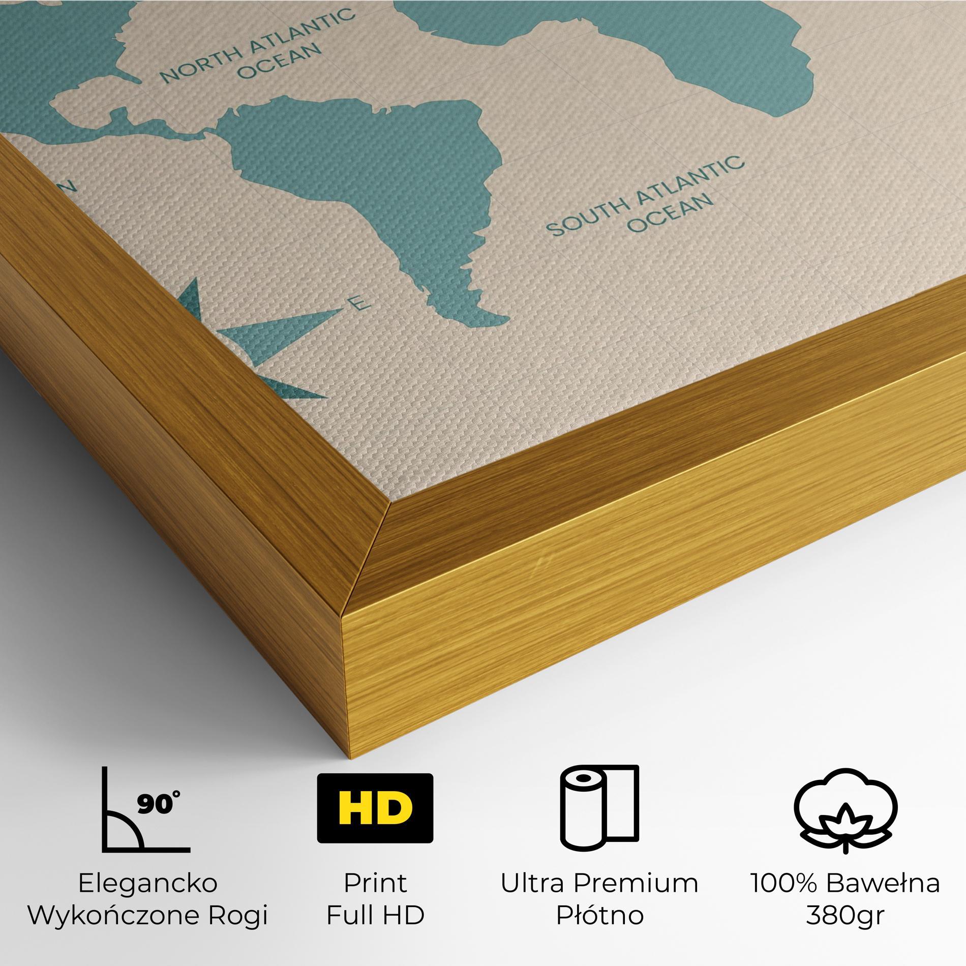 Obraz na Płótnie Cream Blue Map mockup 4