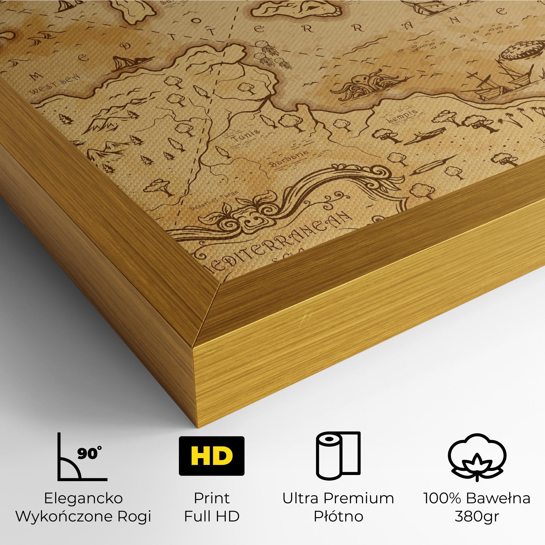 Obraz na Płótnie Cream Brown Map mockup 4