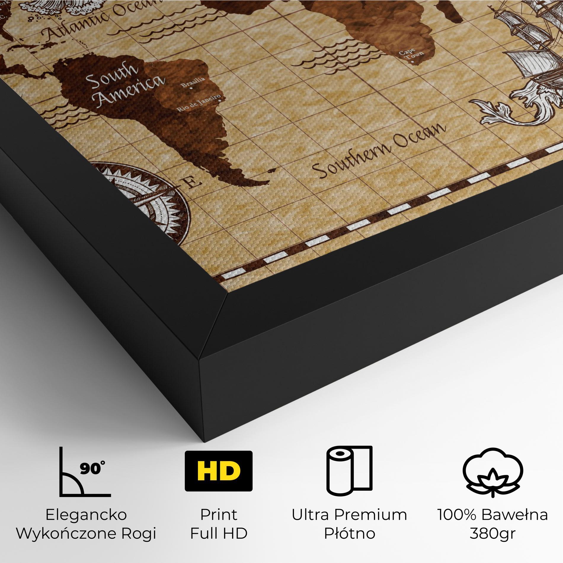 Obraz na Płótnie Brown Old Map mockup 4