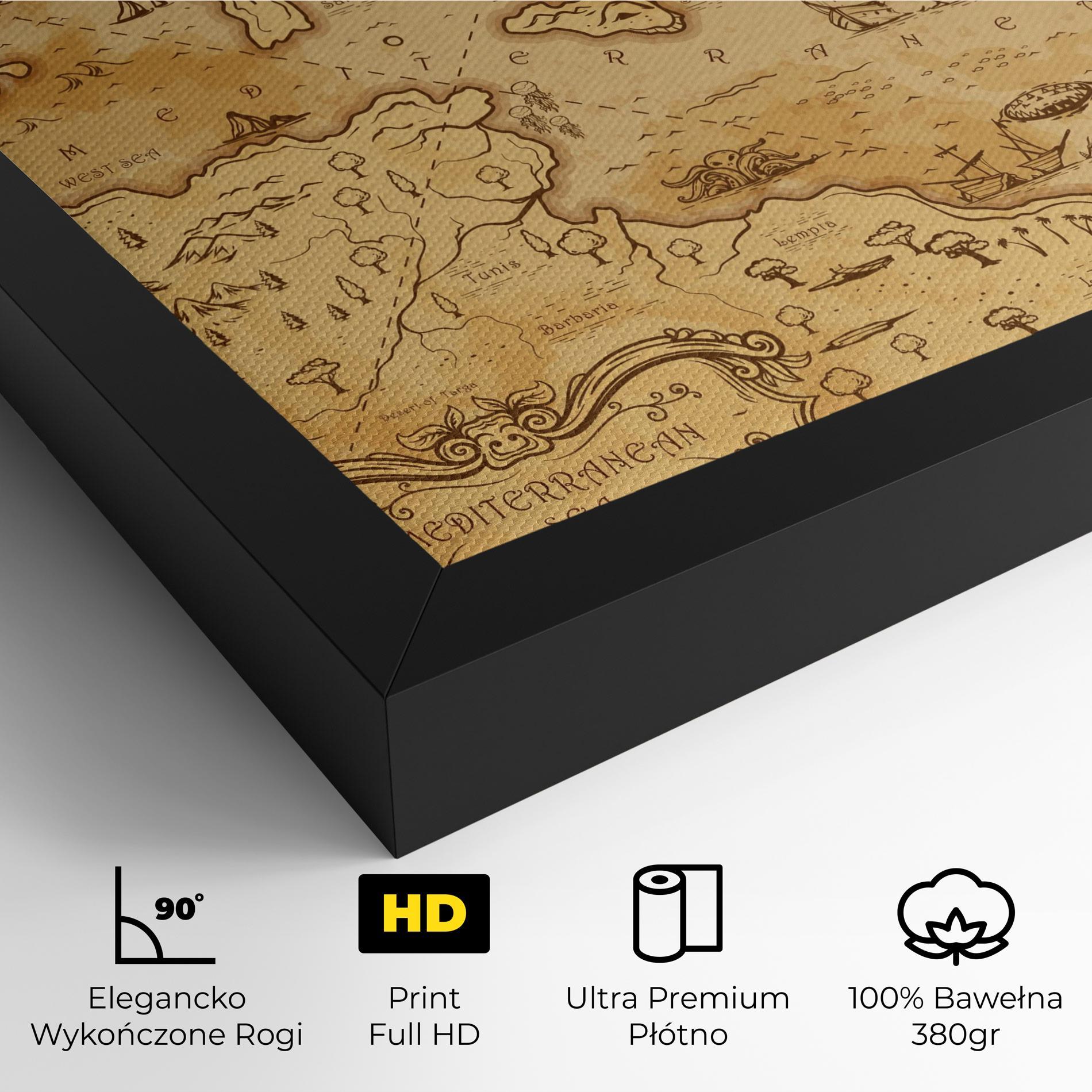 Obraz na Płótnie Cream Brown Map mockup 4