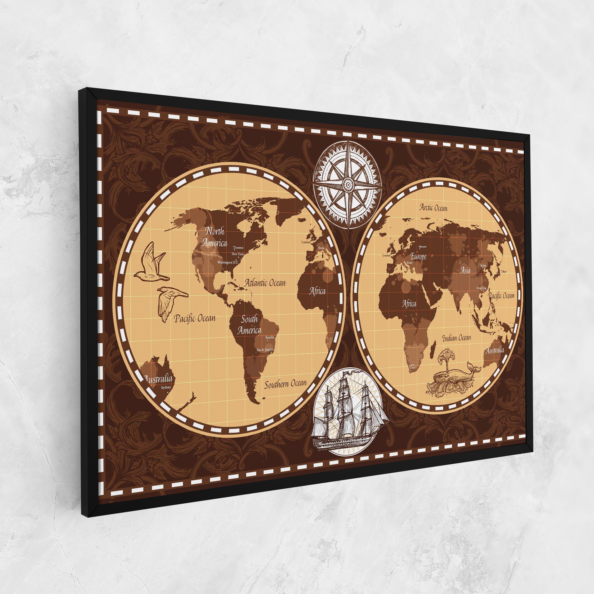 Obraz na Płótnie Old Brown Map mockup 1