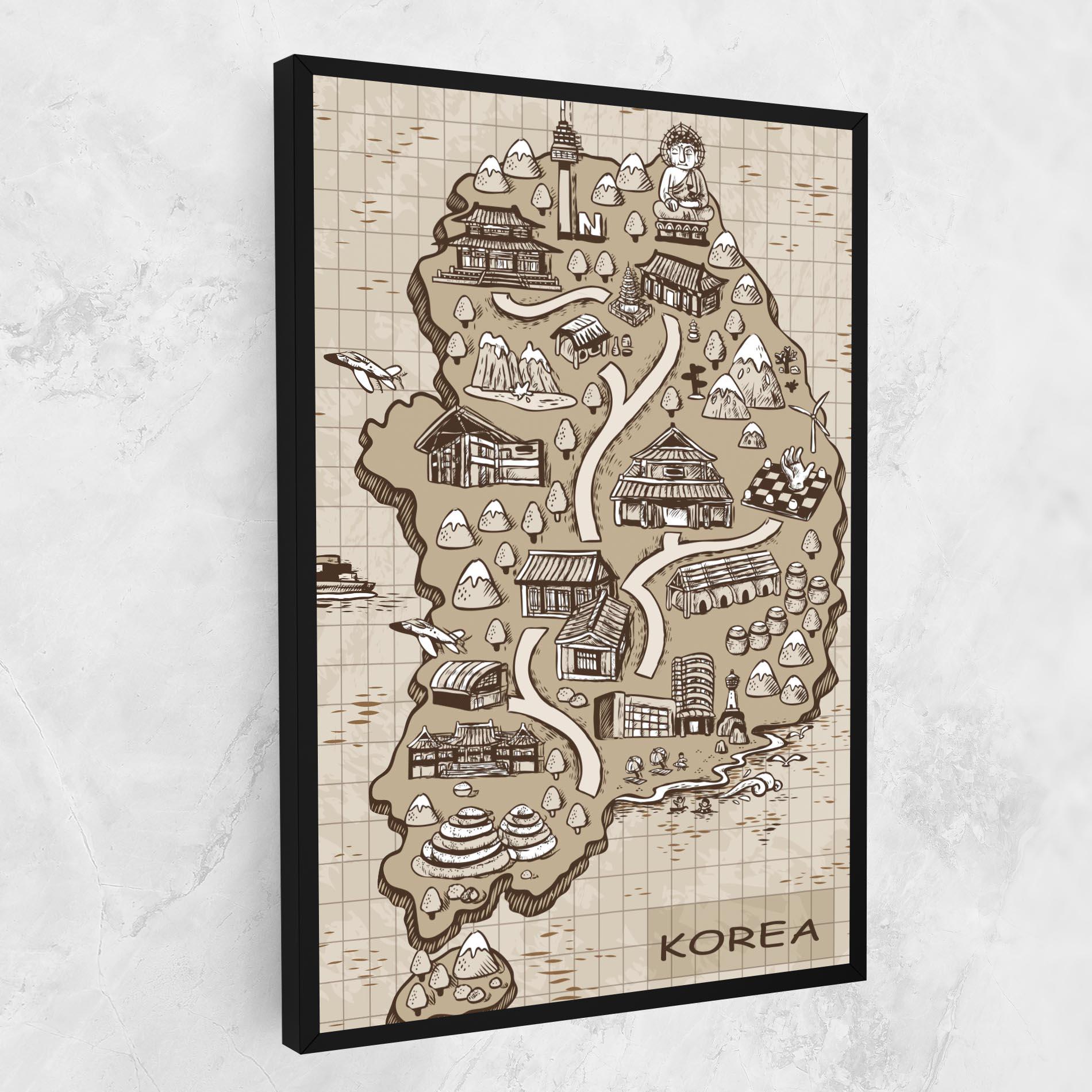 Obraz na Płótnie Old Korea Map mockup 1