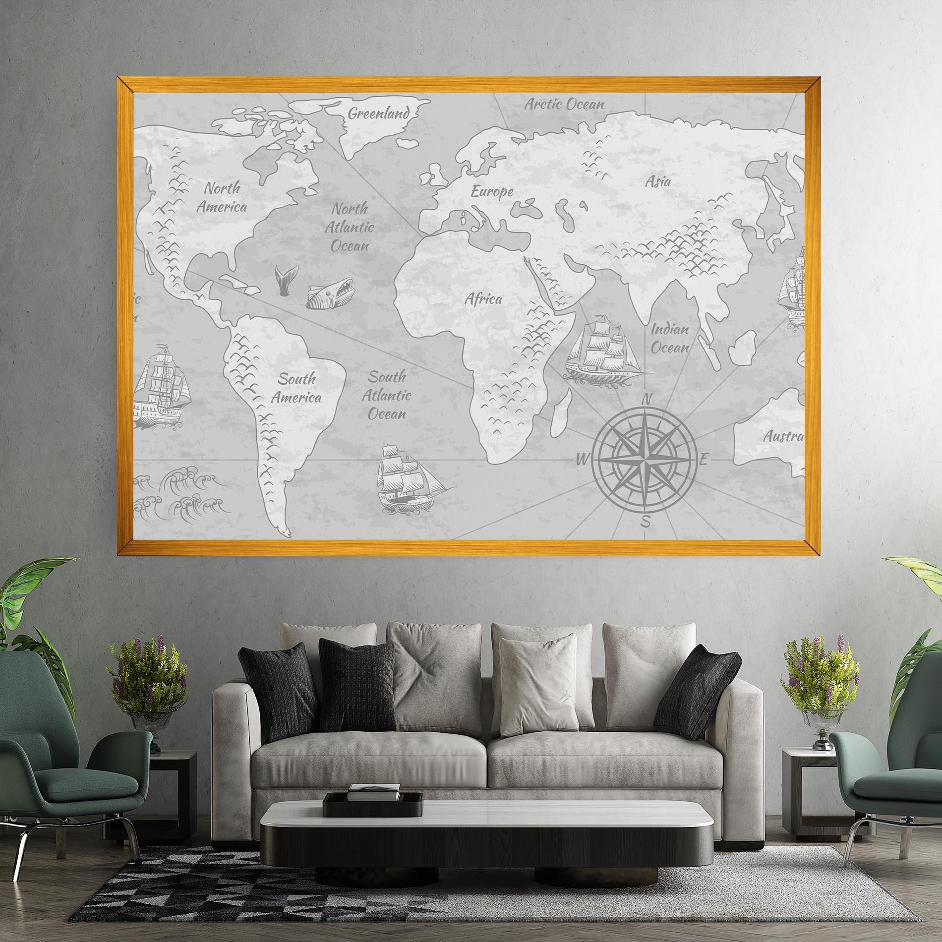 Obraz na Płótnie Grey Old Map mockup 7