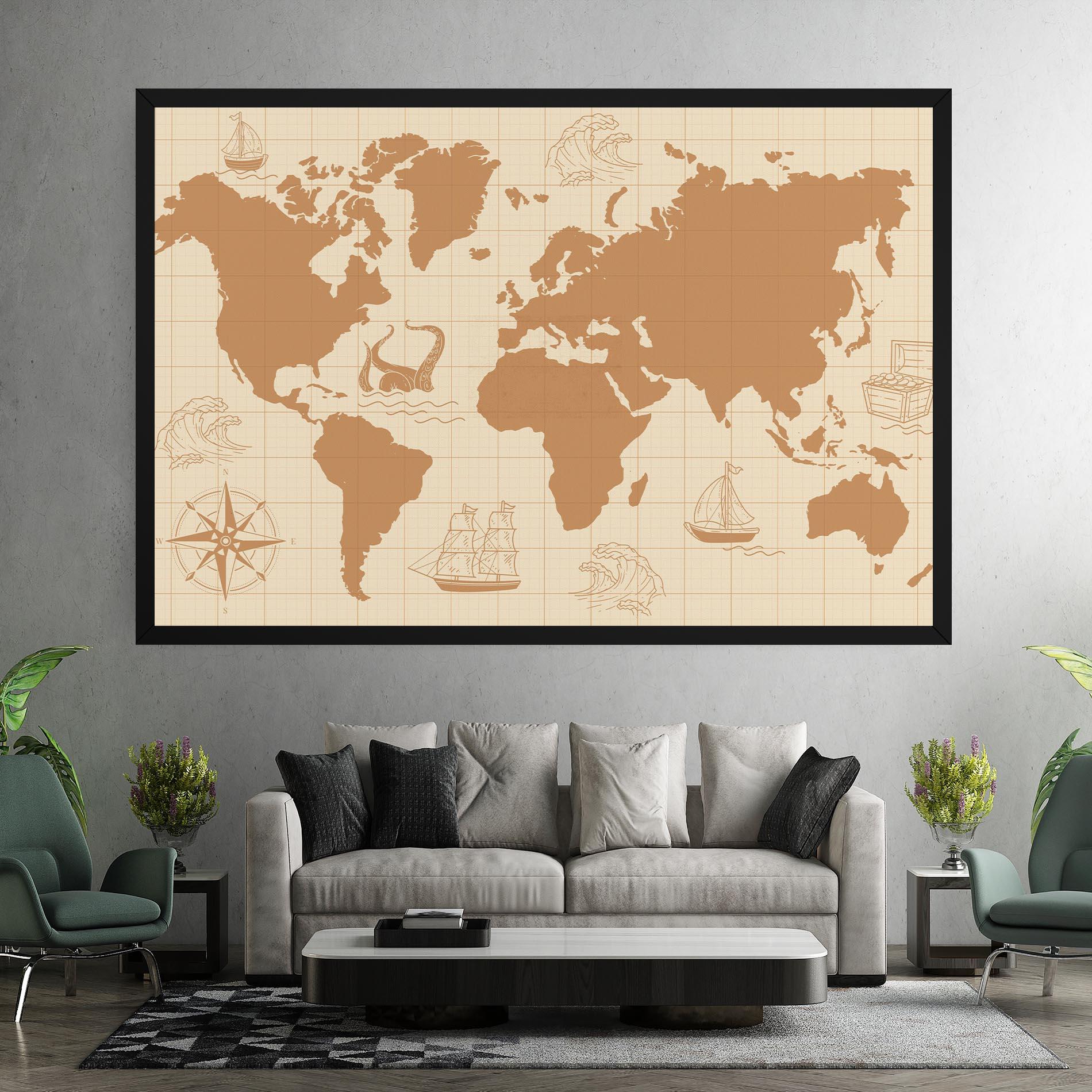 Obraz na Płótnie Light Cream Map mockup 7