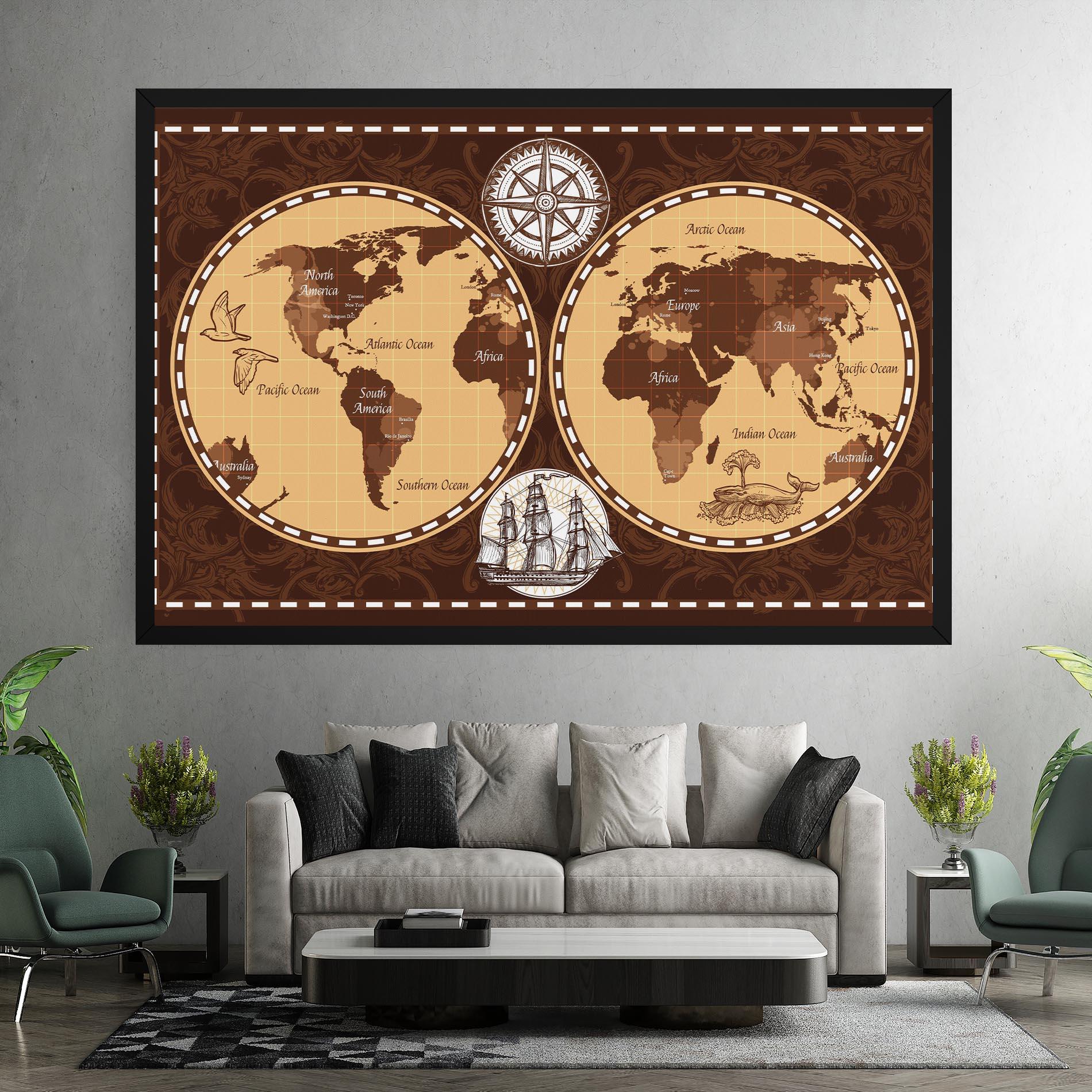 Obraz na Płótnie Old Brown Map mockup 7