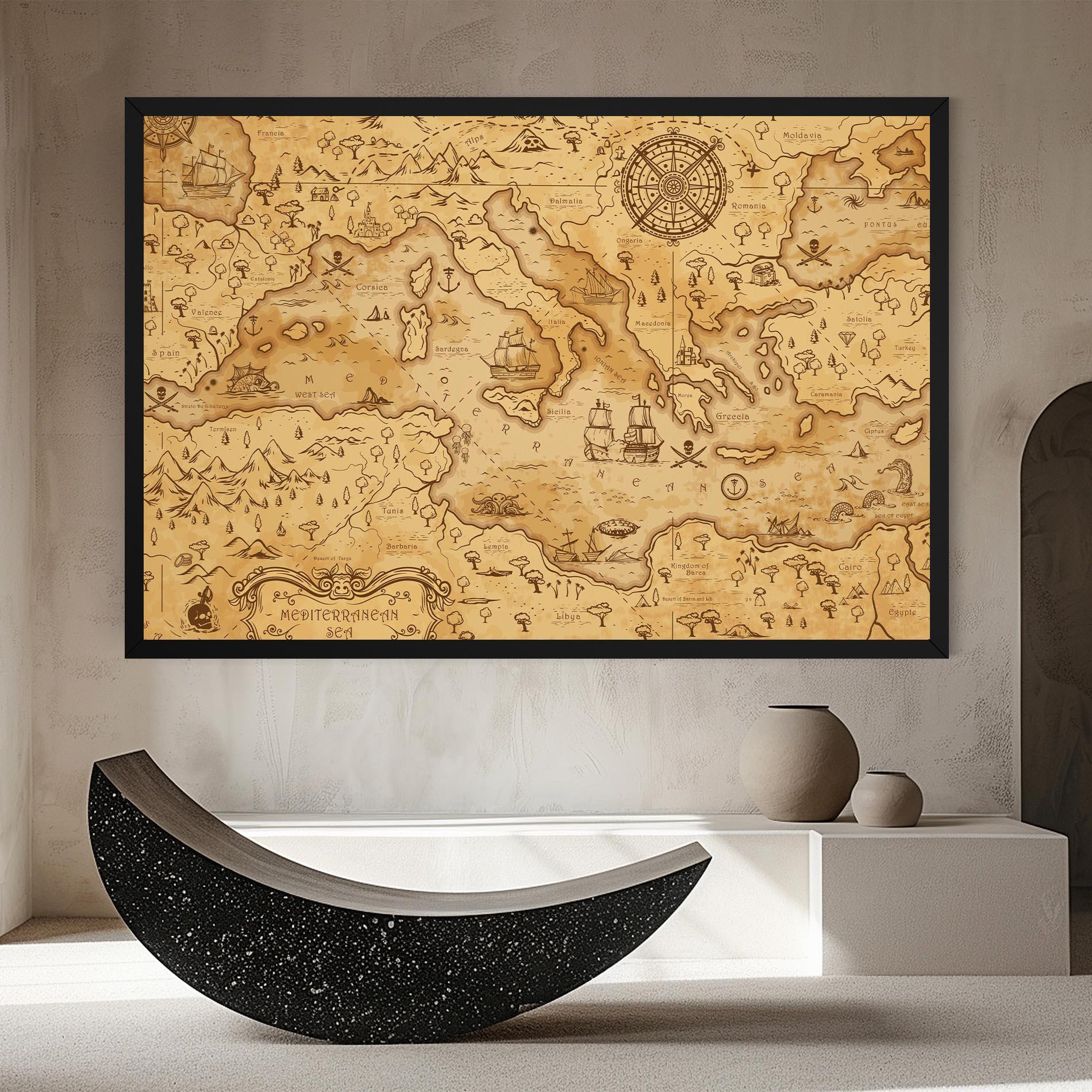 Obraz na Płótnie Cream Brown Map mockup 8