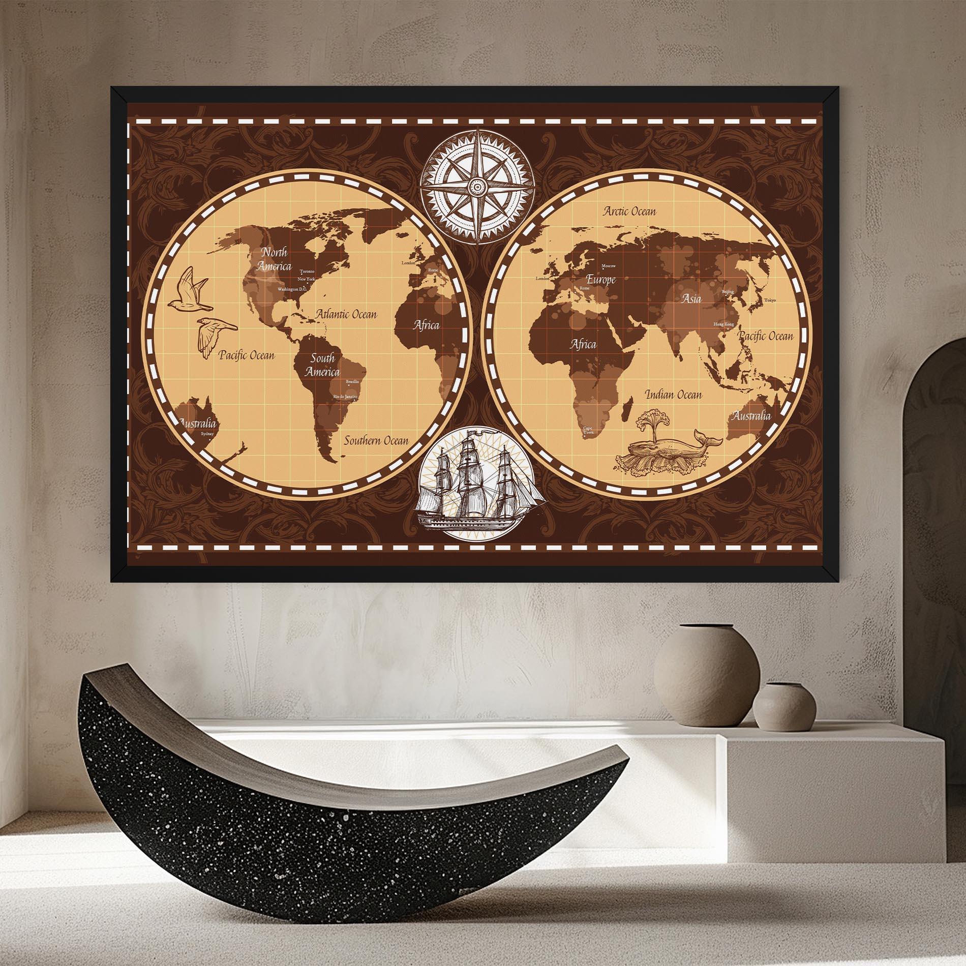 Obraz na Płótnie Old Brown Map mockup 8