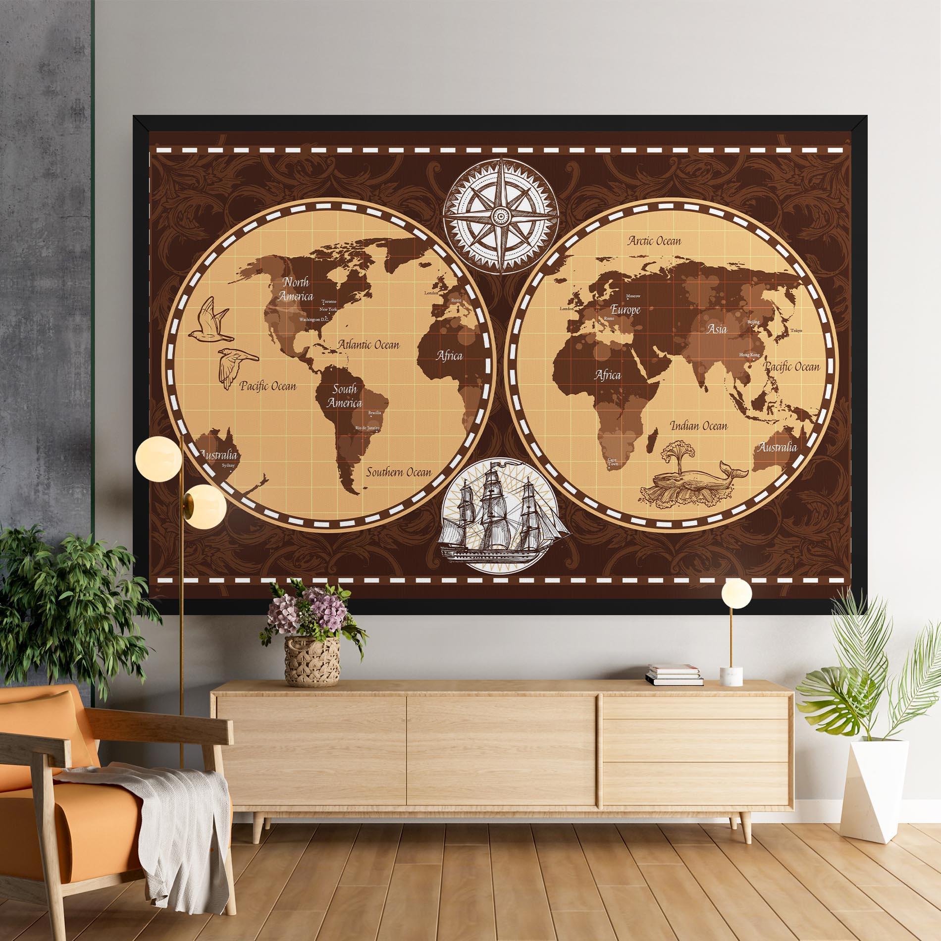 Obraz na Płótnie Old Brown Map mockup 9