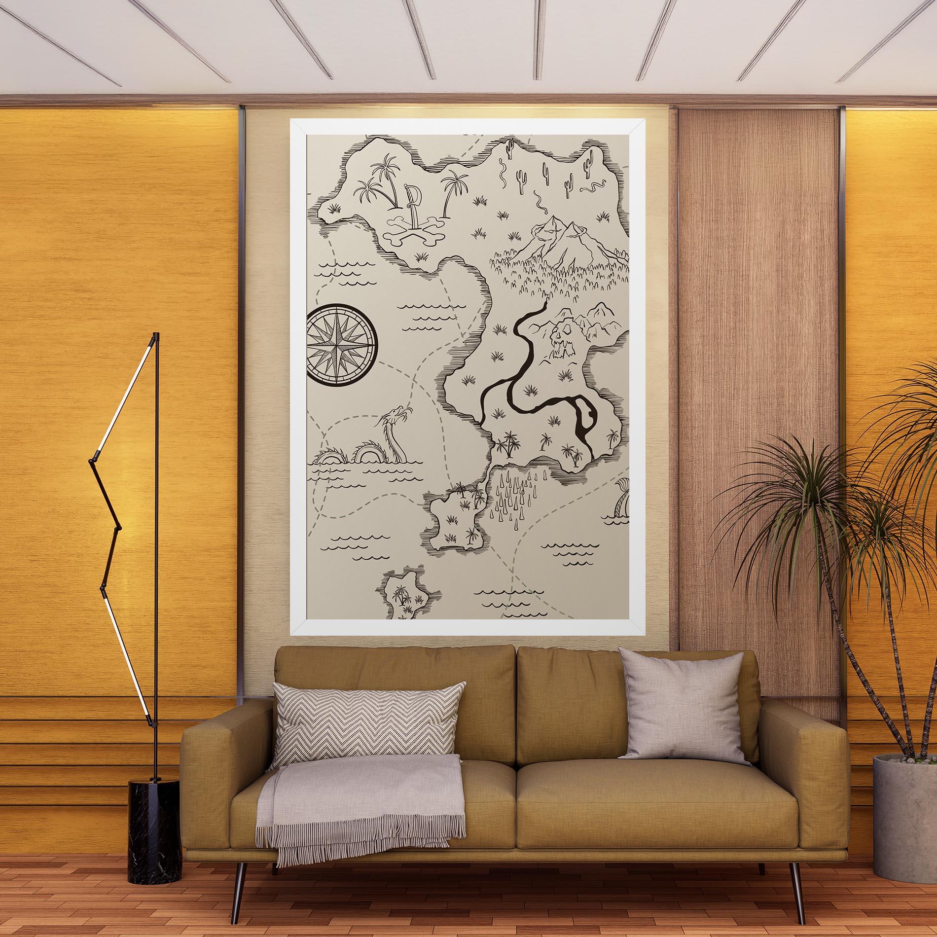 Obraz na Płótnie Cream Island Map mockup 9