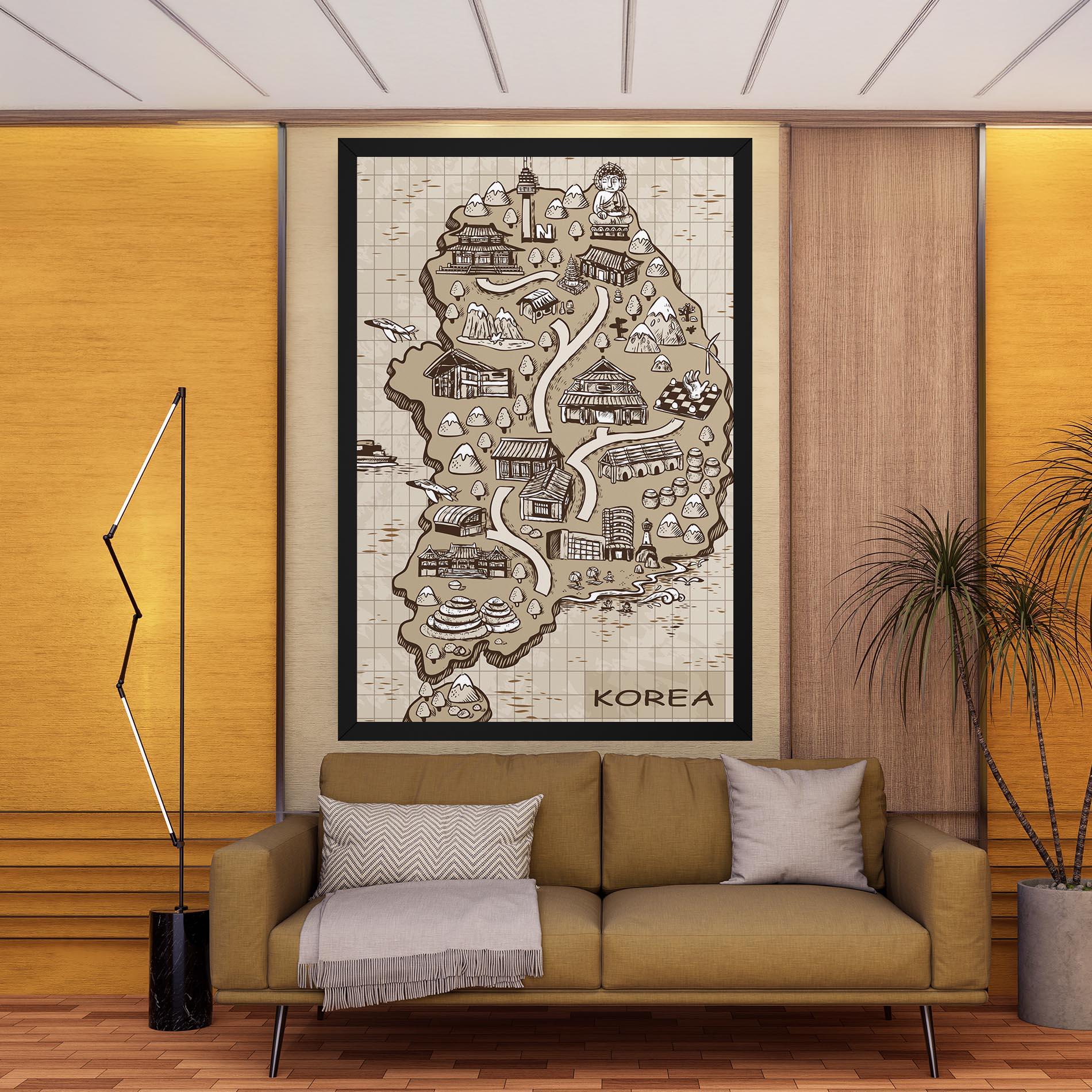 Obraz na Płótnie Old Korea Map mockup 9
