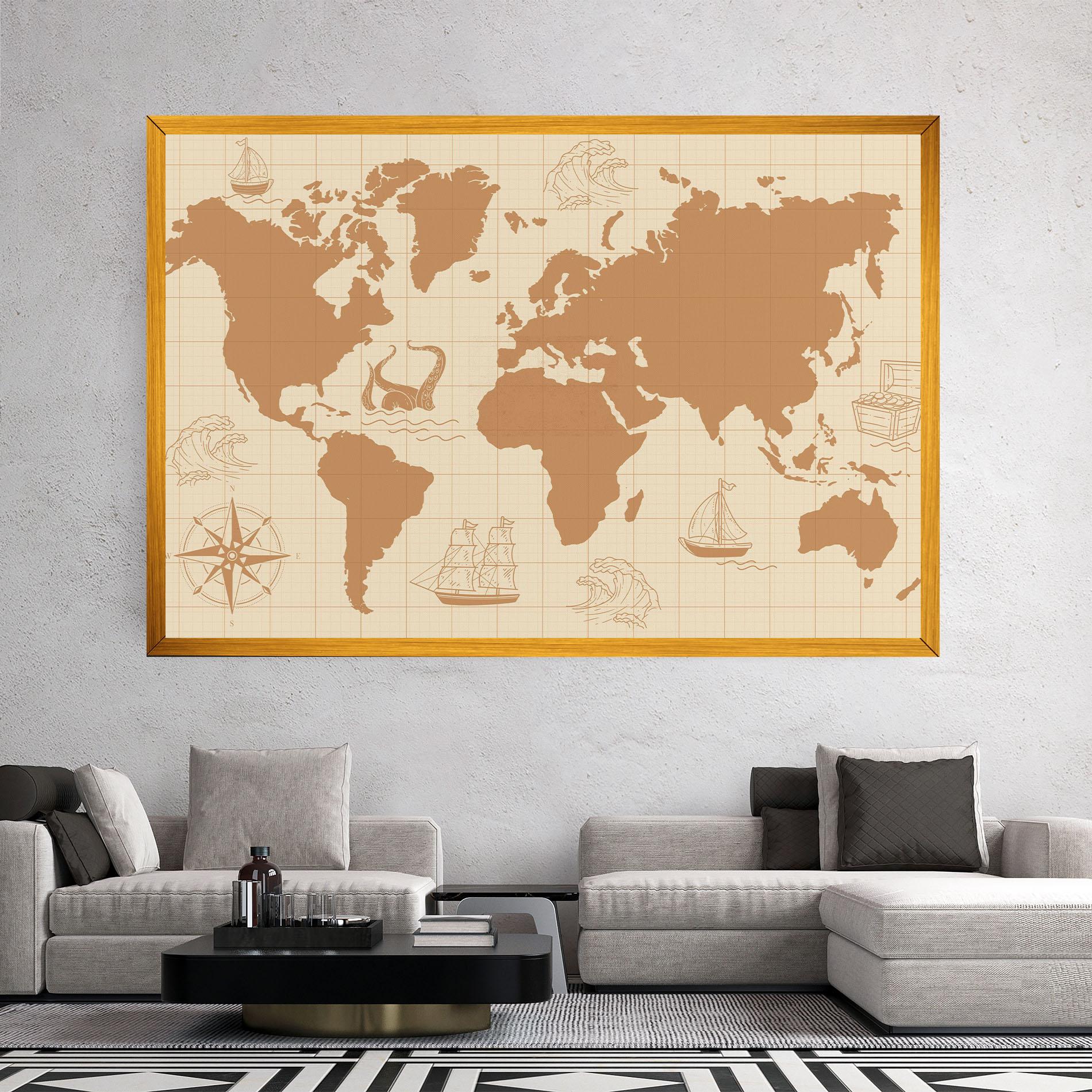 Obraz na Płótnie Light Cream Map mockup 2