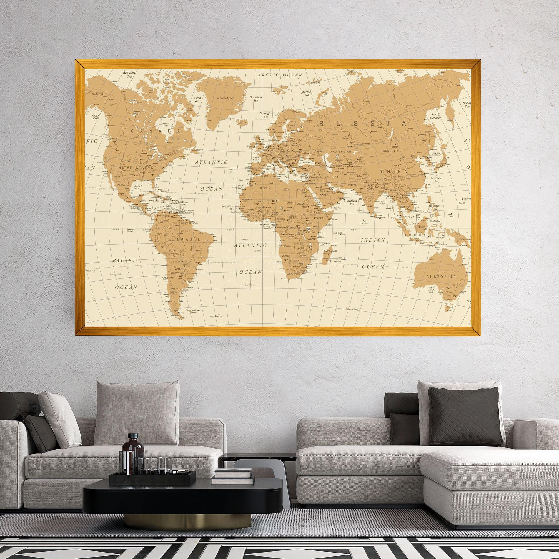 Obraz na Płótnie Old Map Cream mockup 2