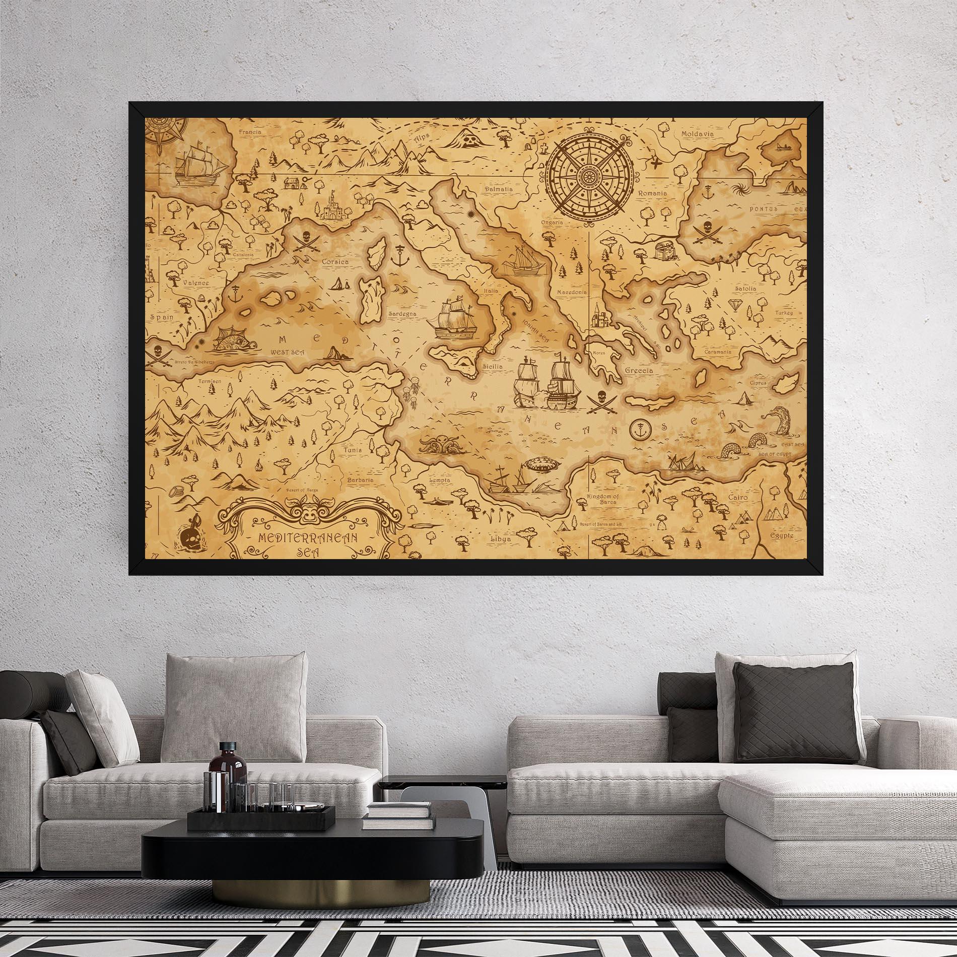 Obraz na Płótnie Cream Brown Map mockup 2