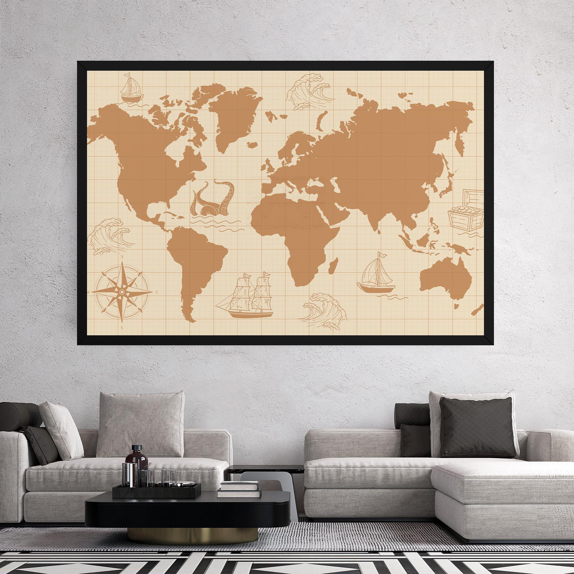 Obraz na Płótnie Light Cream Map mockup 2