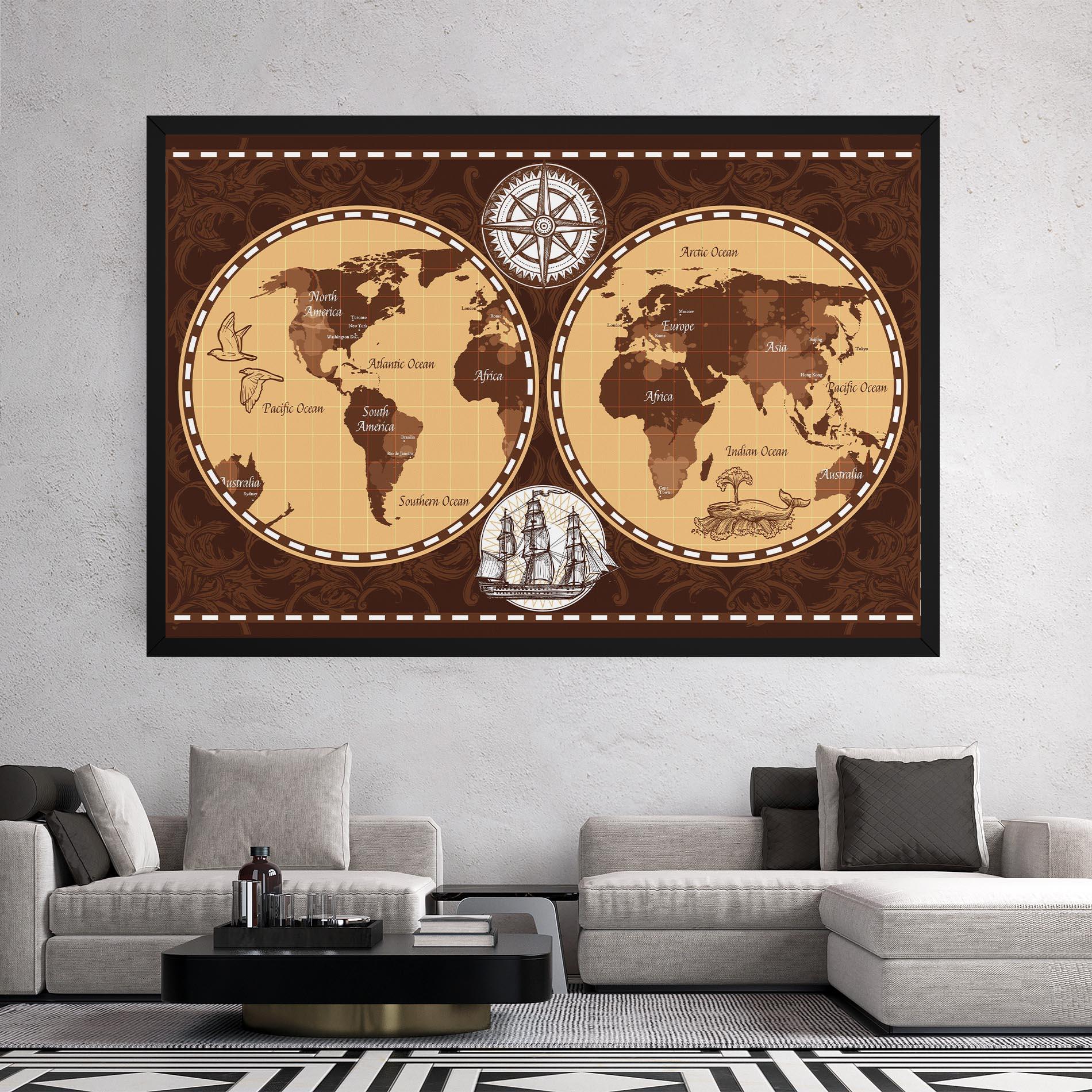 Obraz na Płótnie Old Brown Map mockup 2