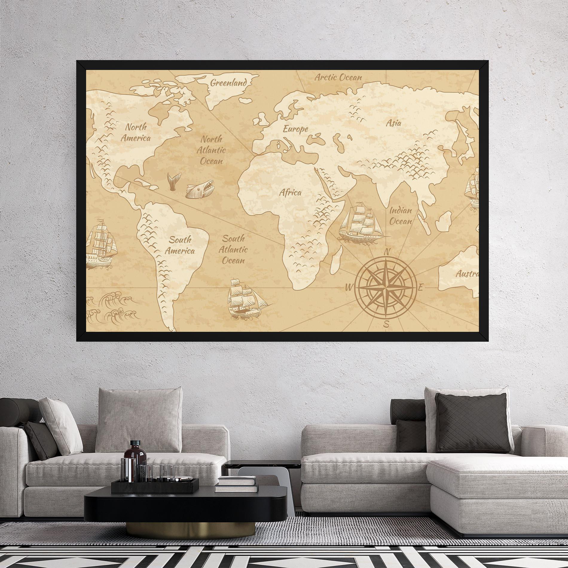Obraz na Płótnie Old Continents Map mockup 2
