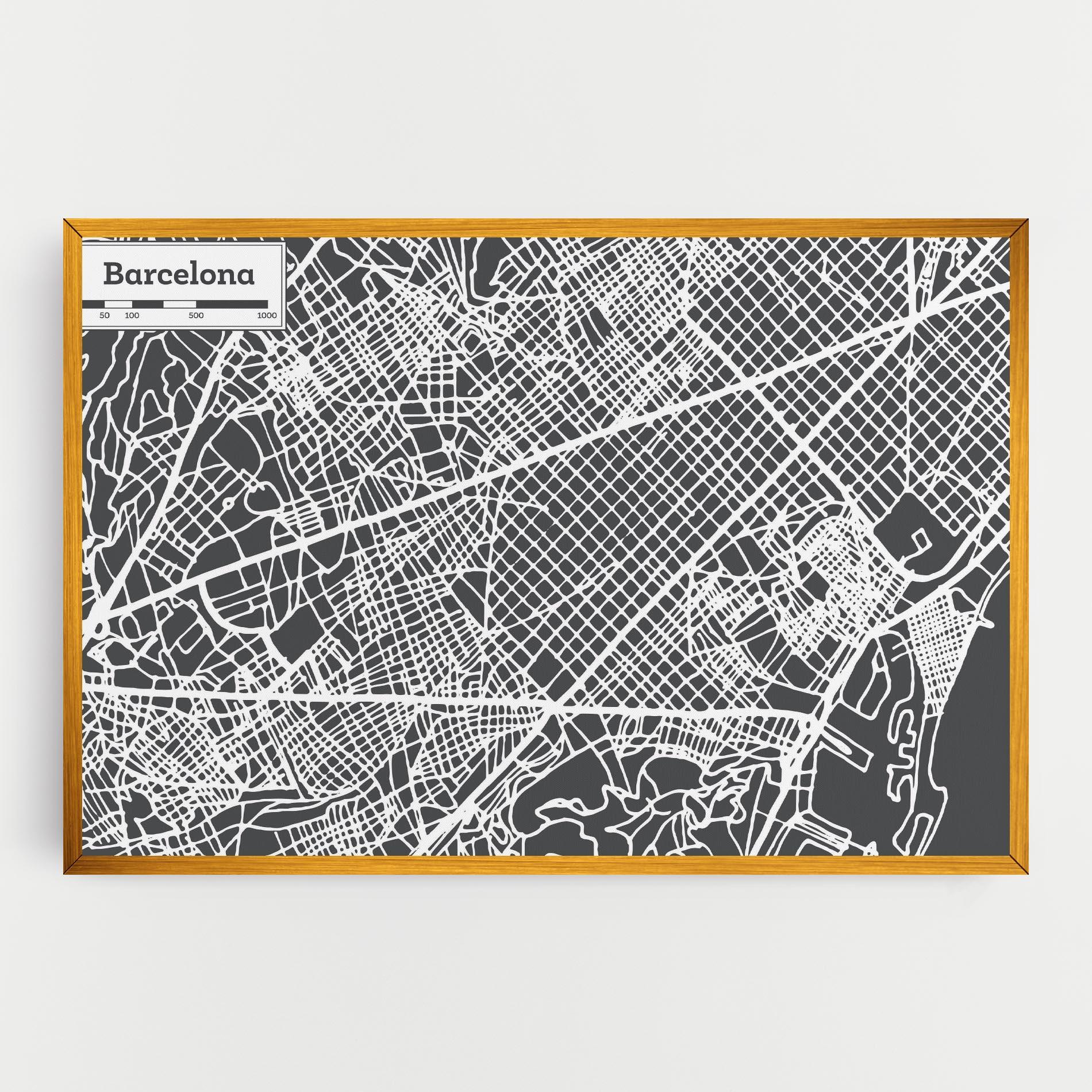 Obraz na Płótnie Barcelona Map mockup 0