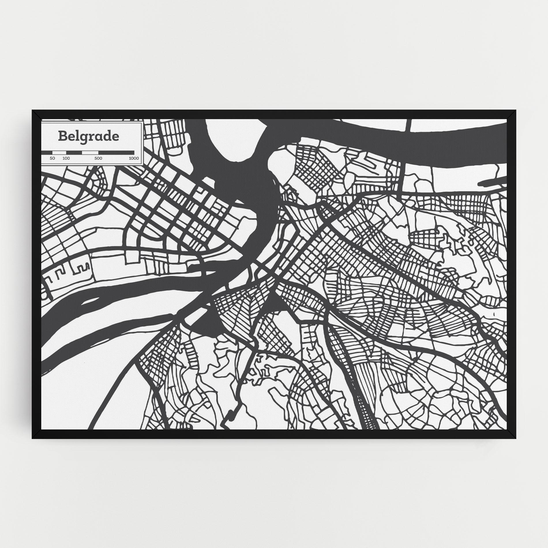 Obraz na Płótnie Belgrade Map mockup 0