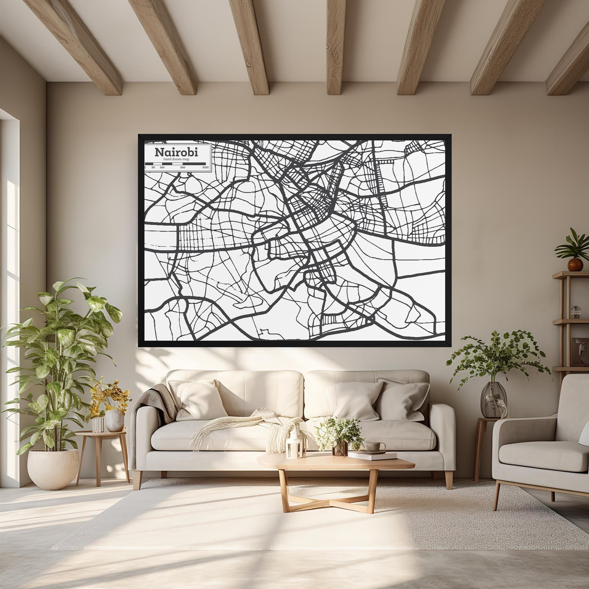 Obraz na Płótnie Nairobi Map mockup 6